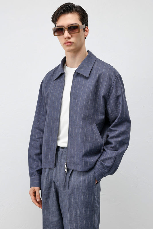 Antioch Men's Striped Jacket with Linen Blend