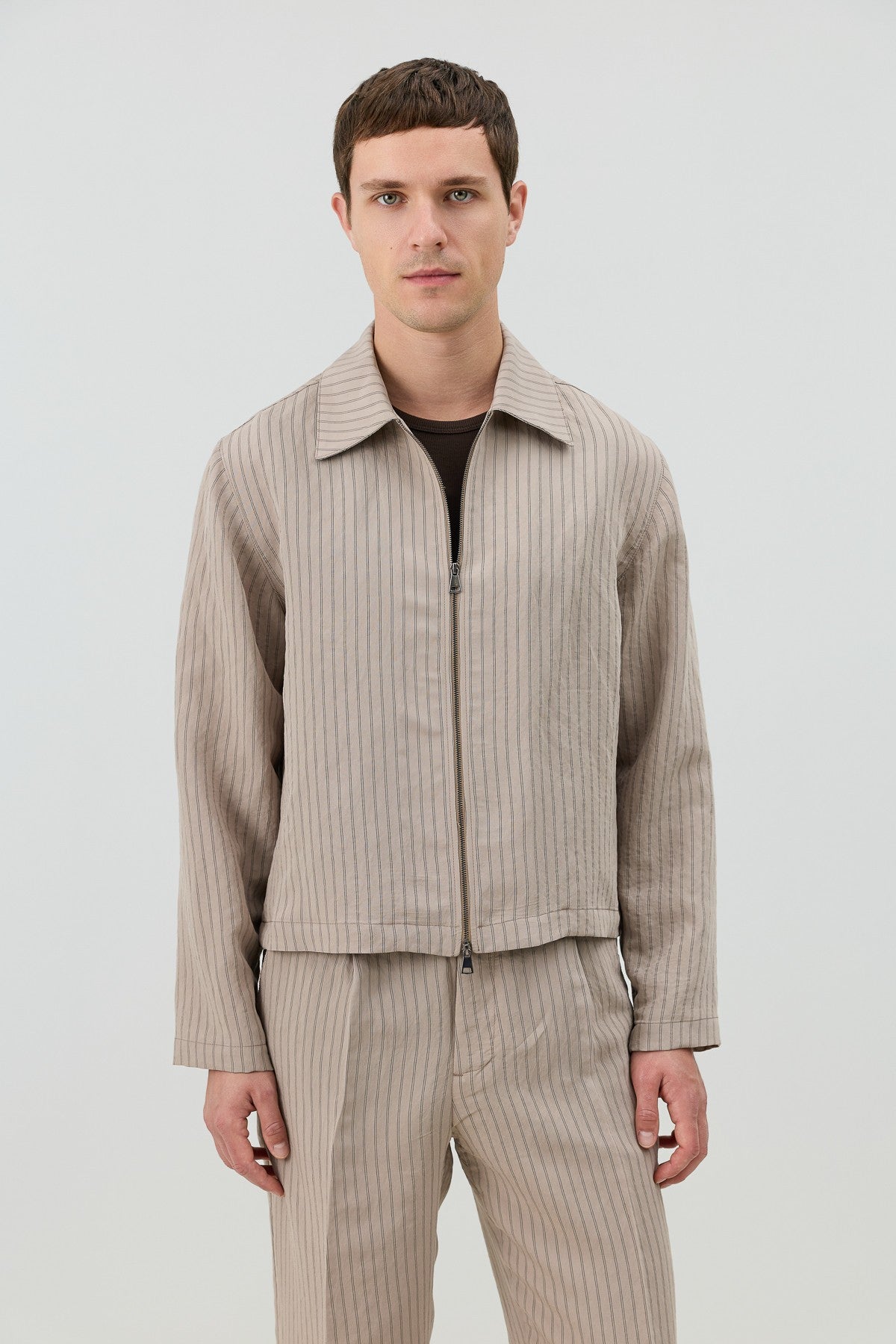 Antioch Men's Striped Jacket with Modal Blend