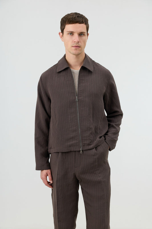 Antioch Men's Striped Jacket with Modal Blend