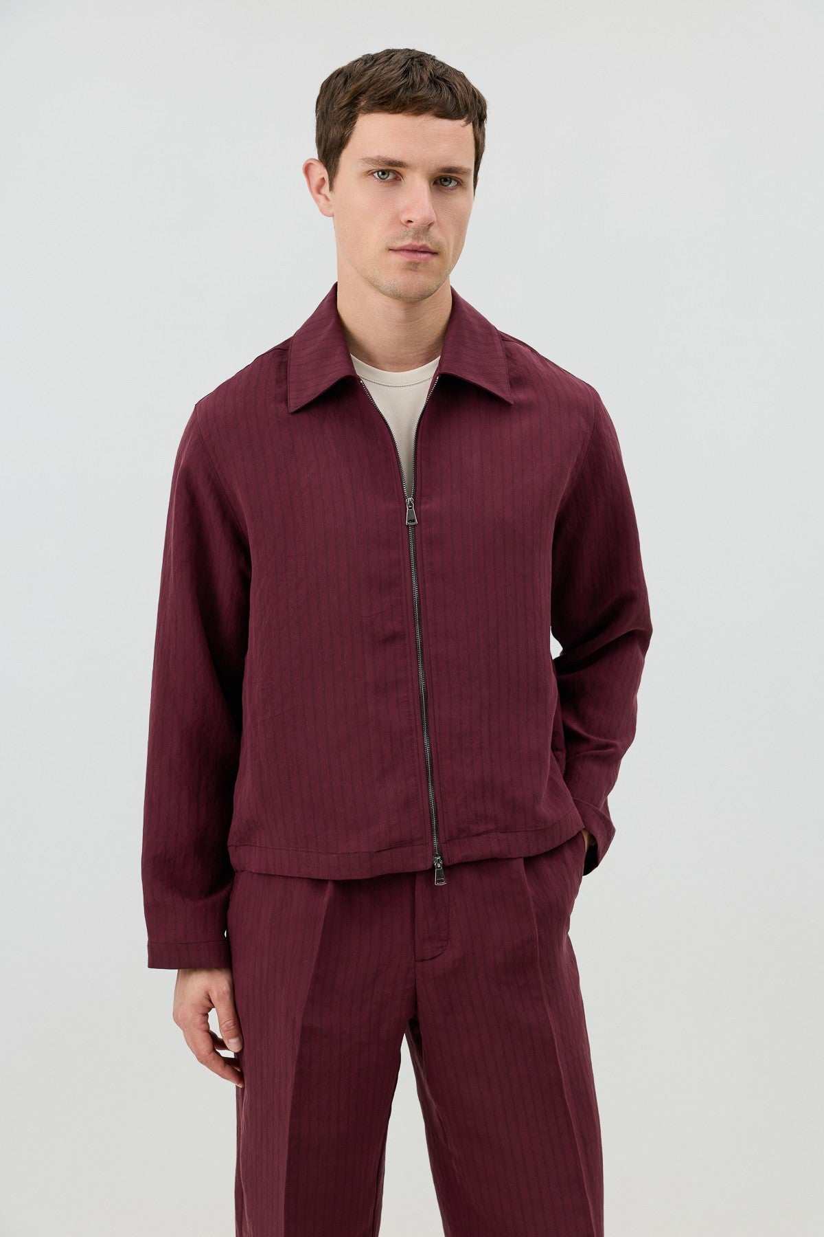 Antioch Men's Striped Jacket with Modal Blend