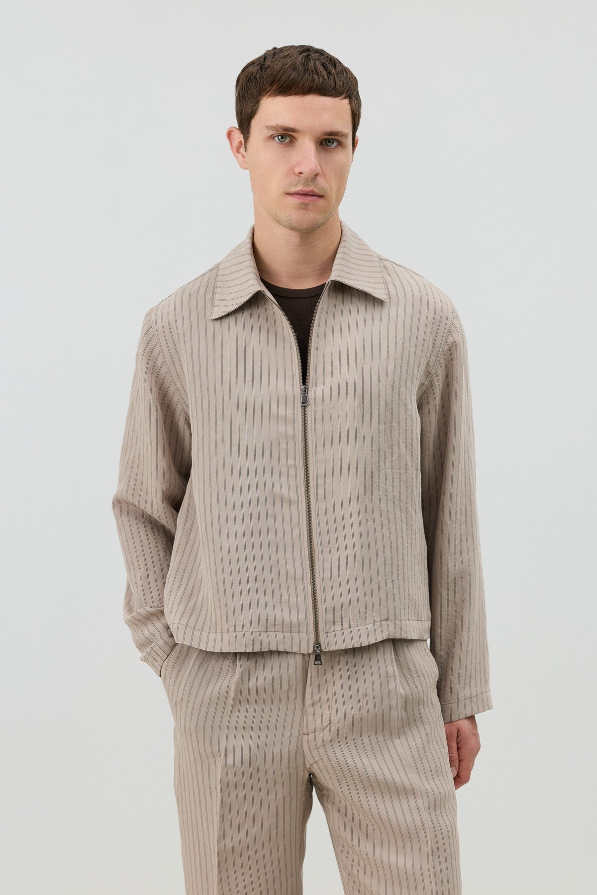 Antioch Men's Striped Jacket with Modal Blend