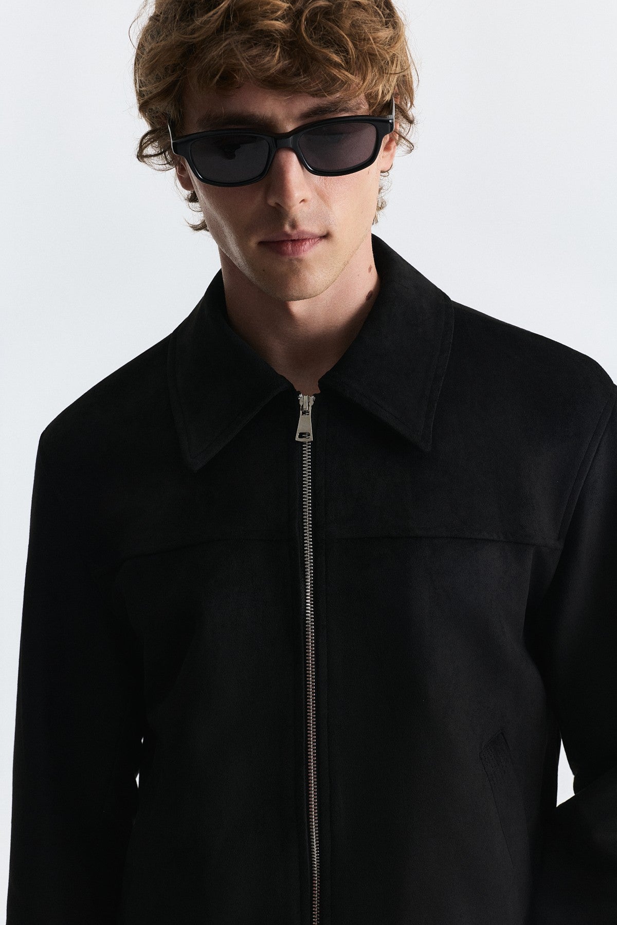 Faux Suede Boxy-Fit Jacket