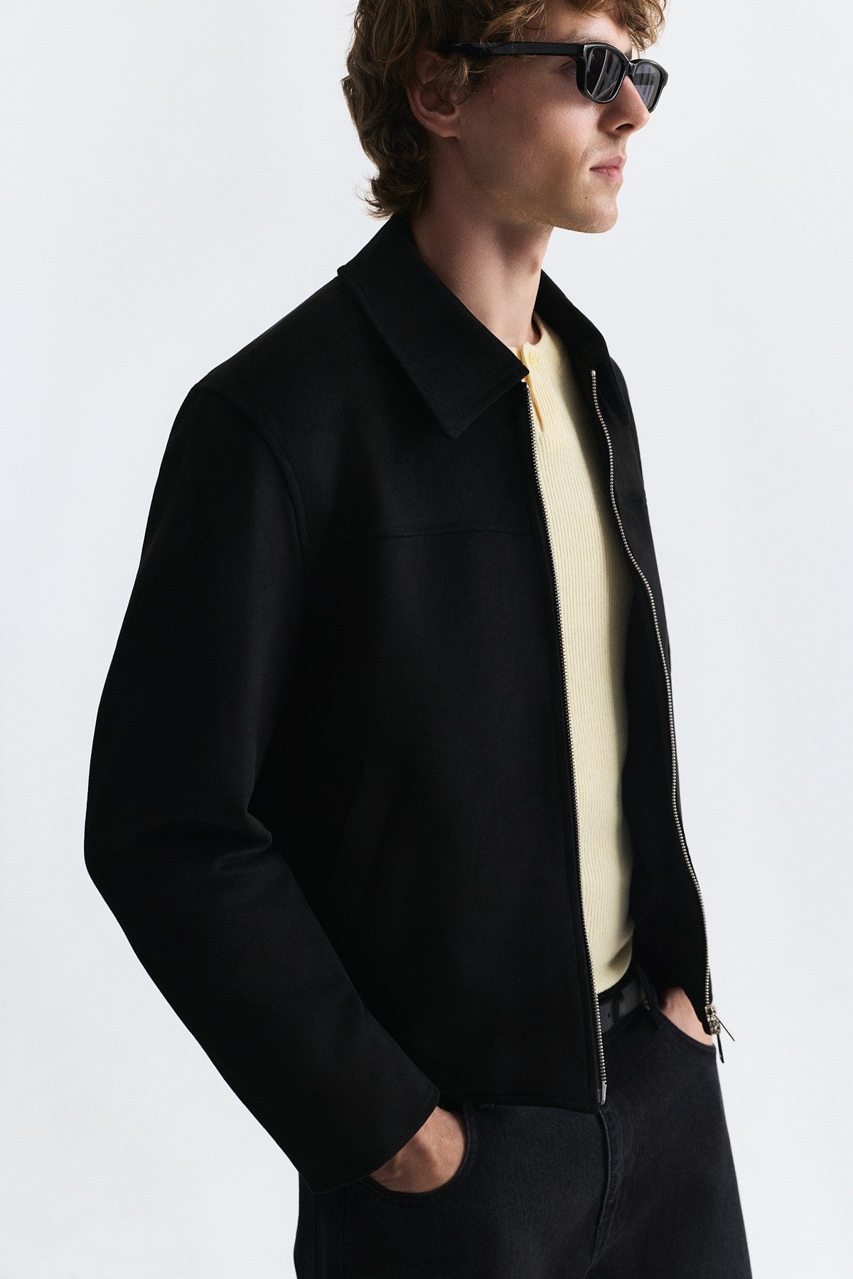 Faux Suede Boxy-Fit Jacket