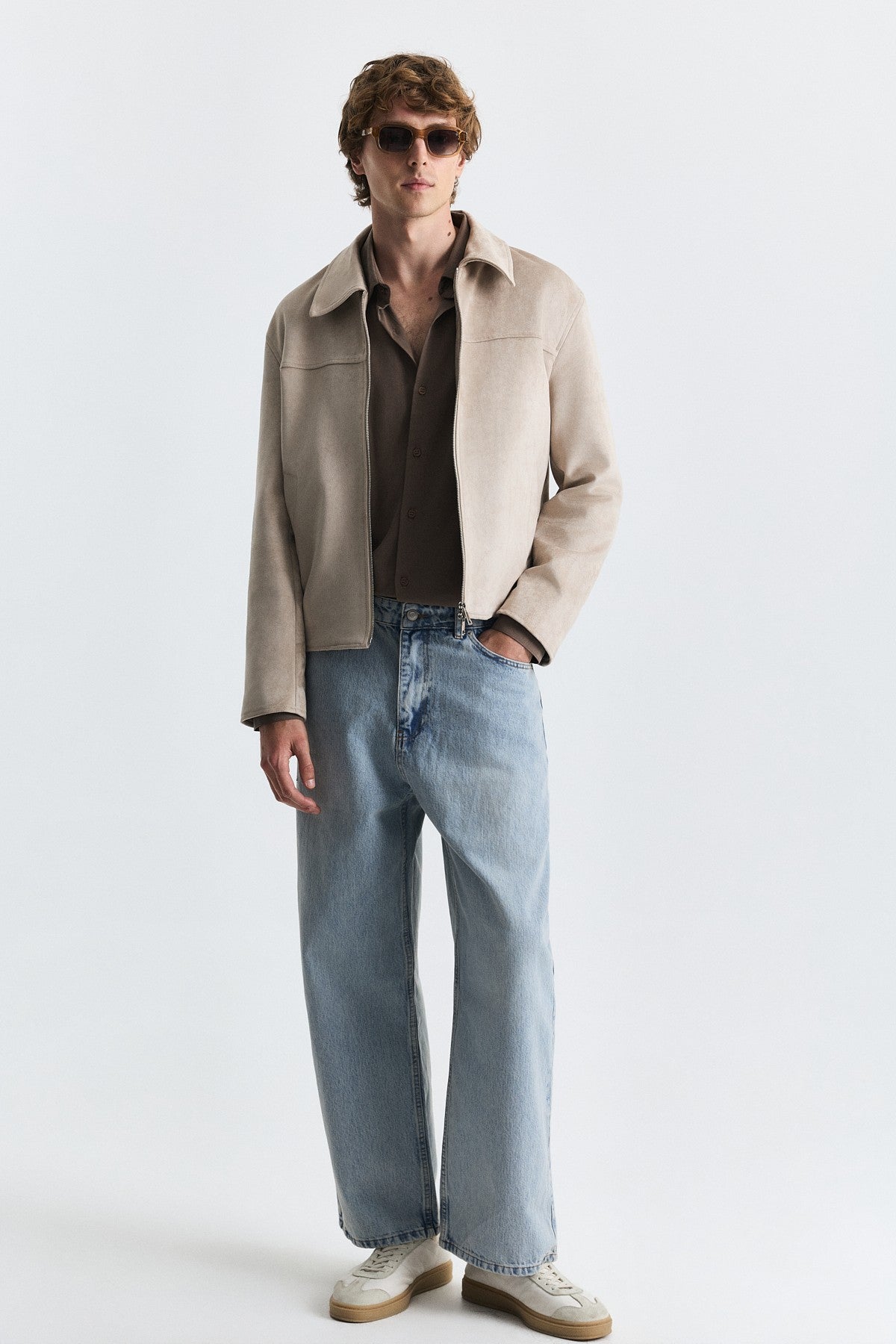 Faux Suede Boxy-Fit Jacket