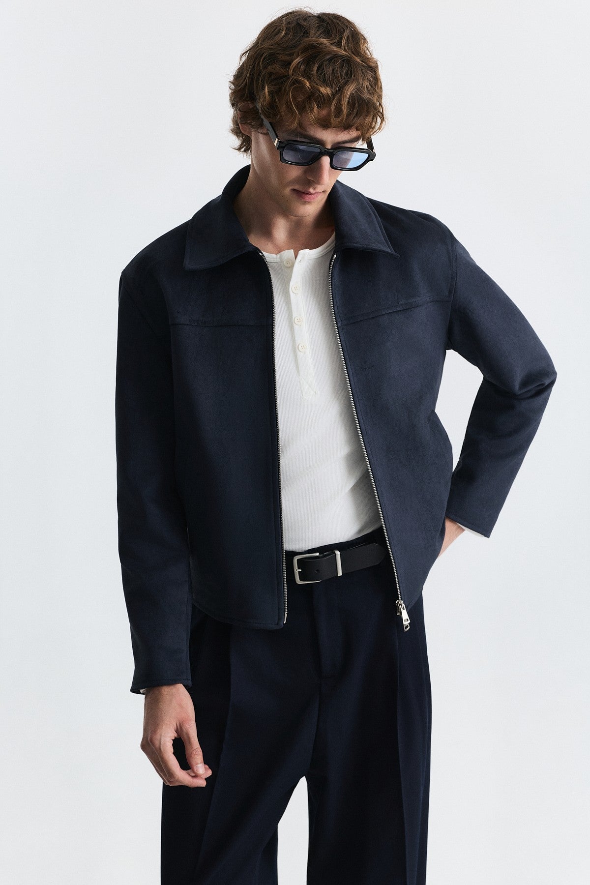 Faux Suede Boxy-Fit Jacket