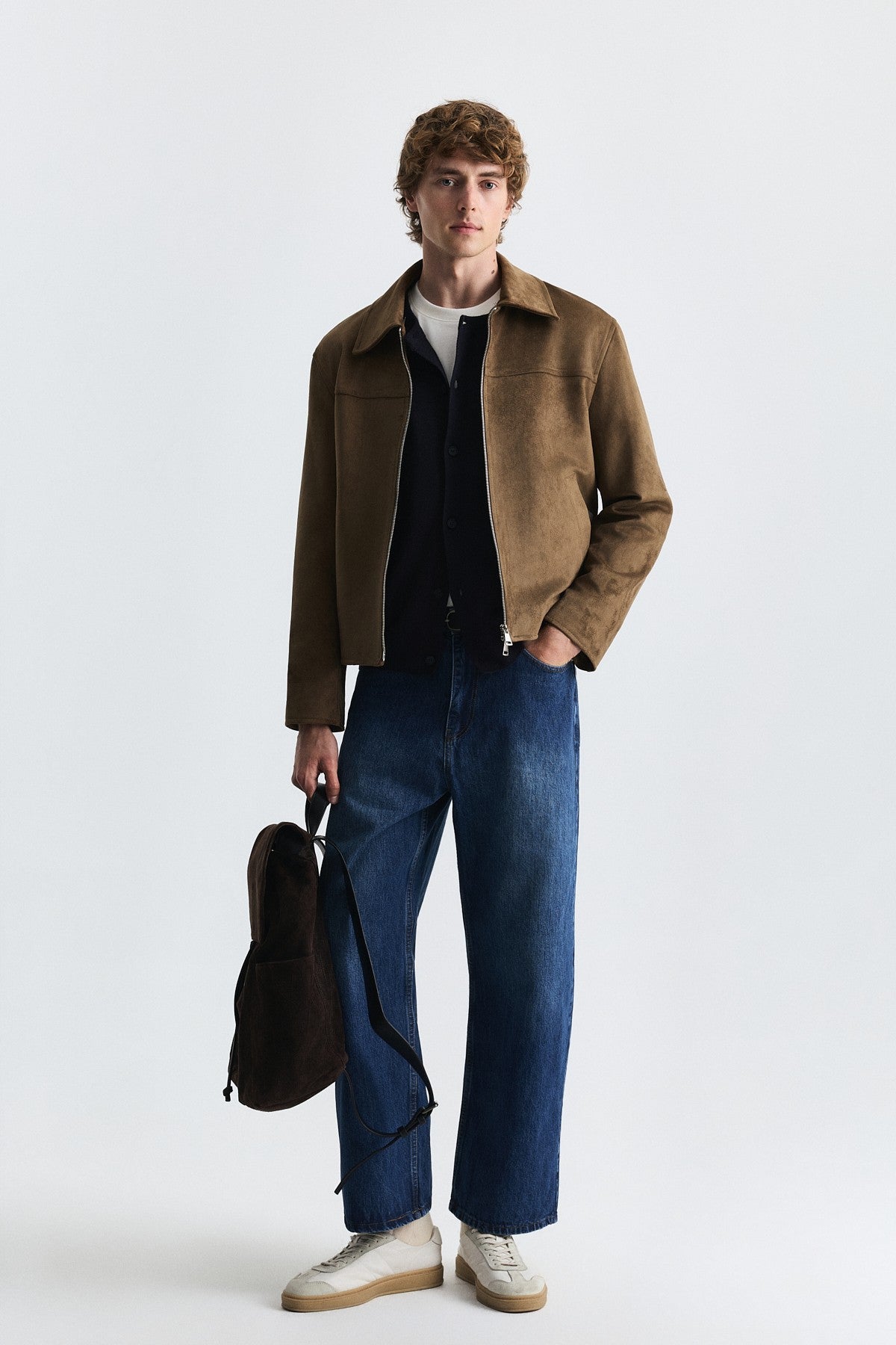 Faux Suede Boxy-Fit Jacket