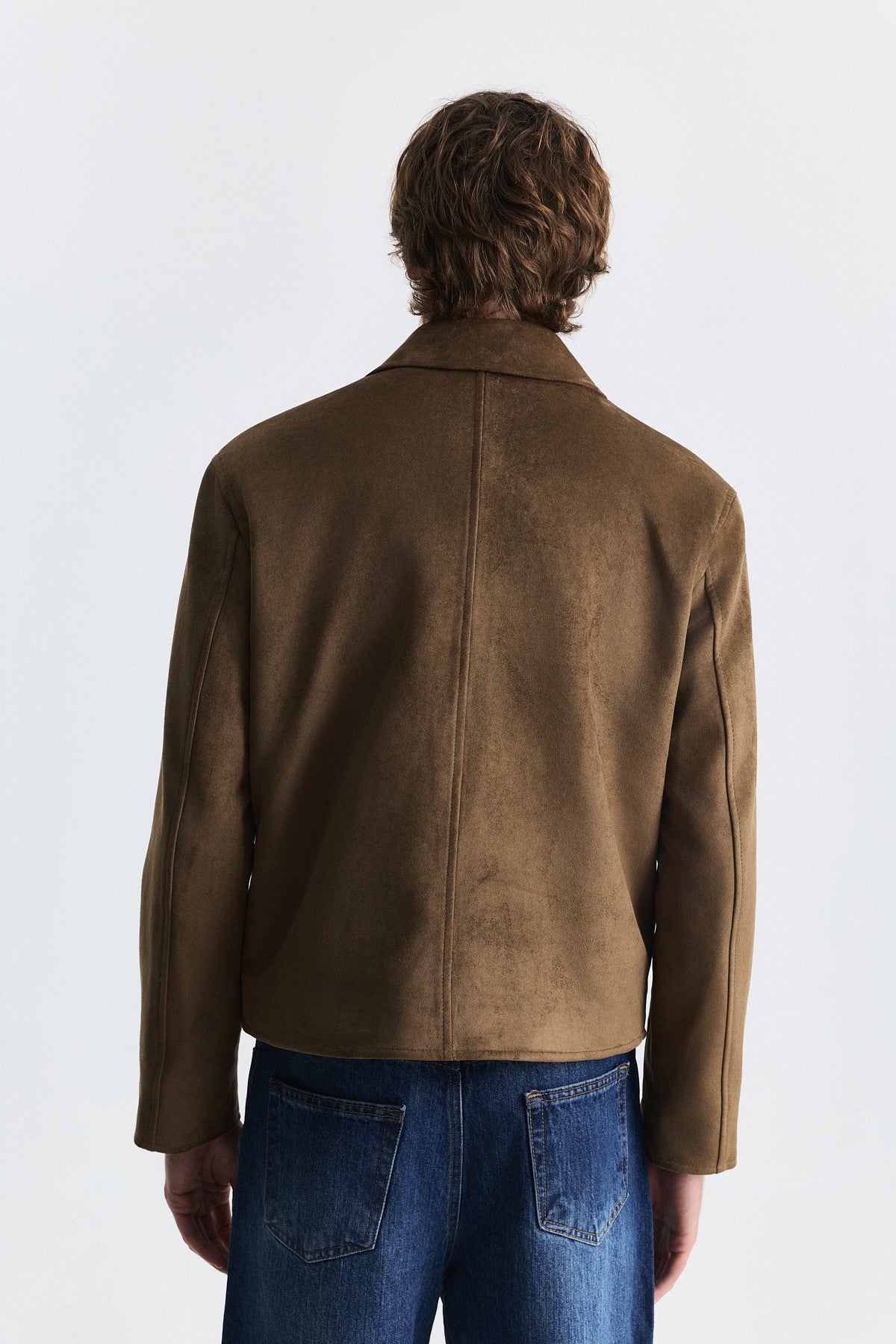 Faux Suede Boxy-Fit Jacket