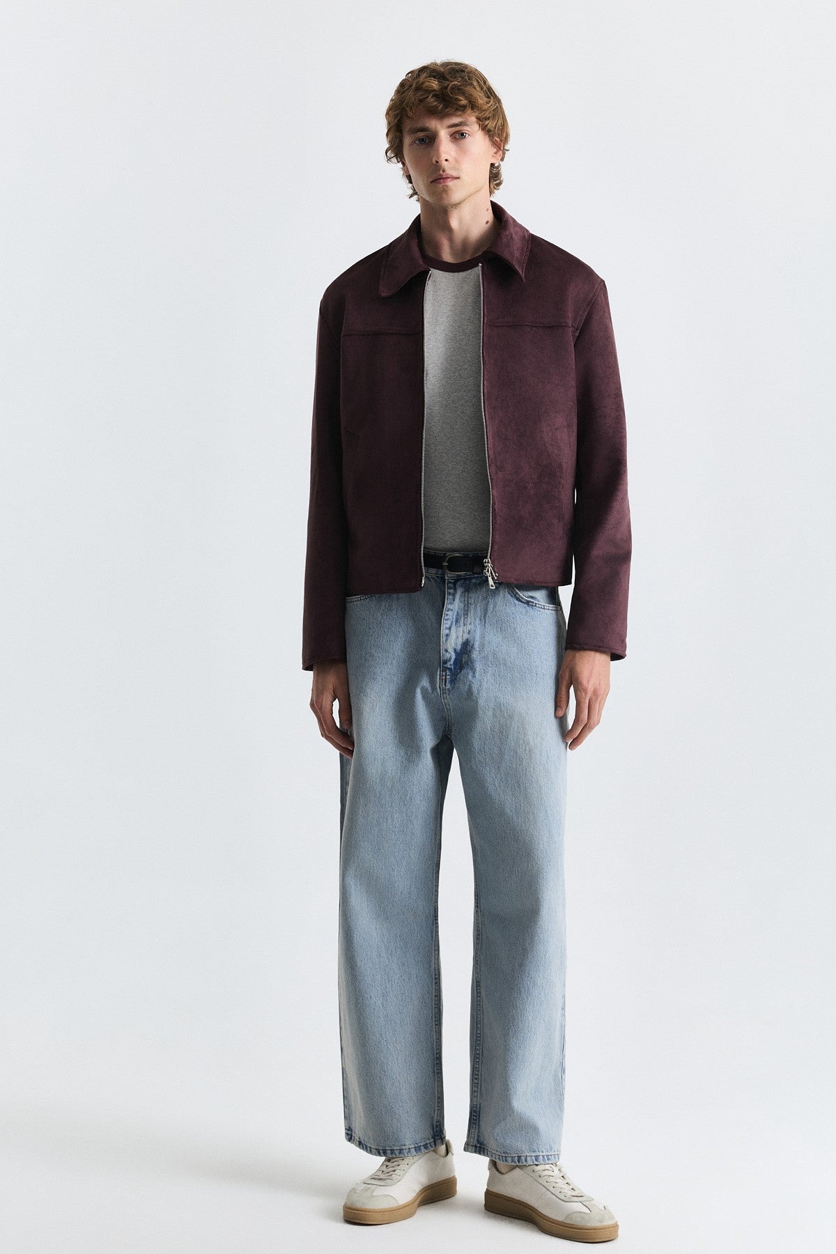 Faux Suede Boxy-Fit Jacket