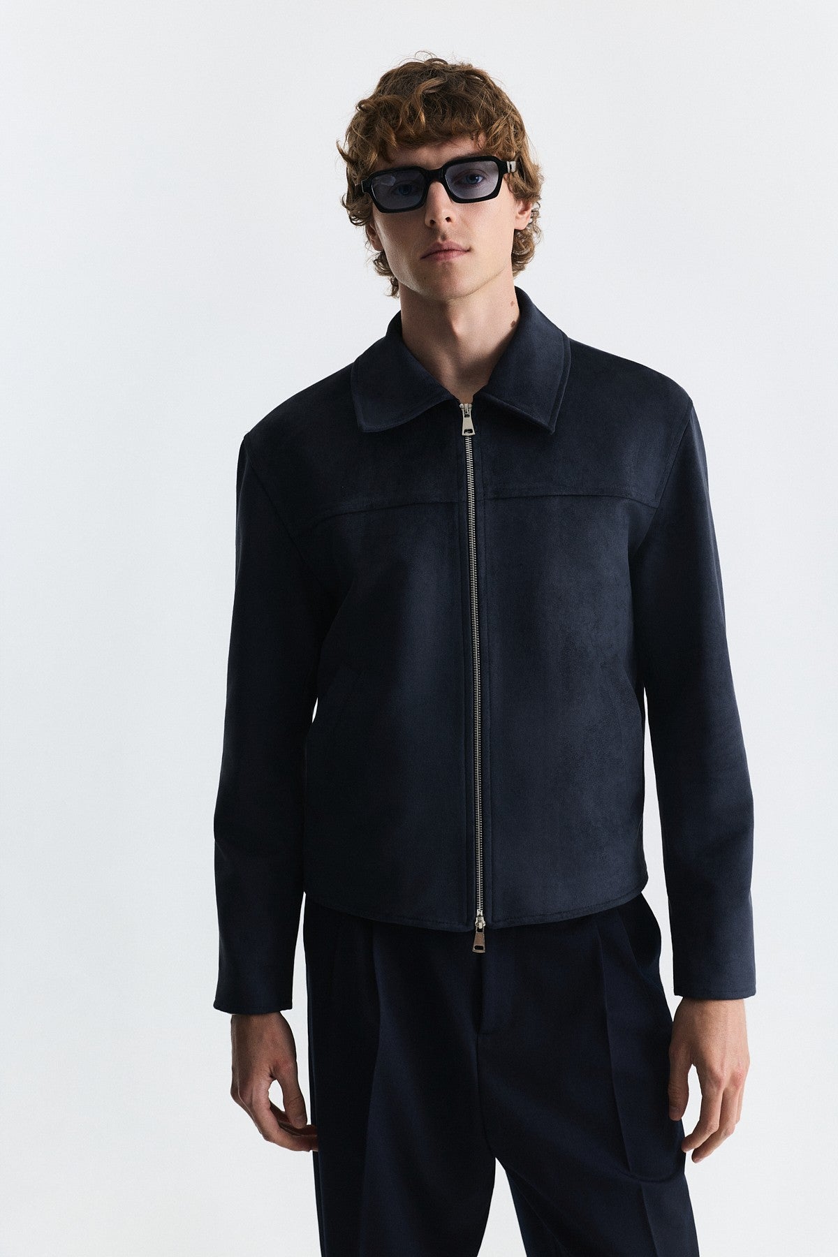 Faux Suede Boxy-Fit Jacket