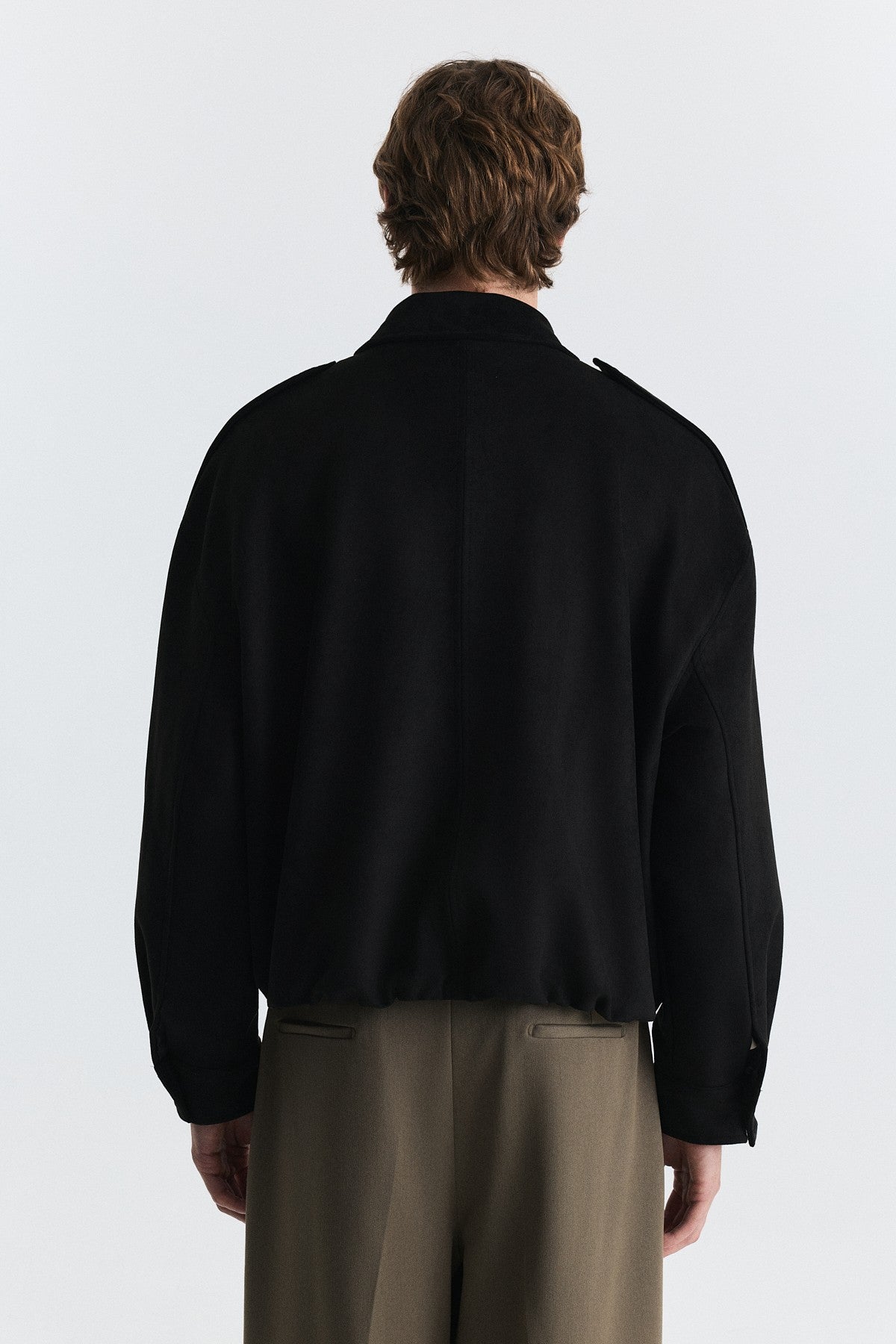 Hidden-Zip Faux Suede Jacket