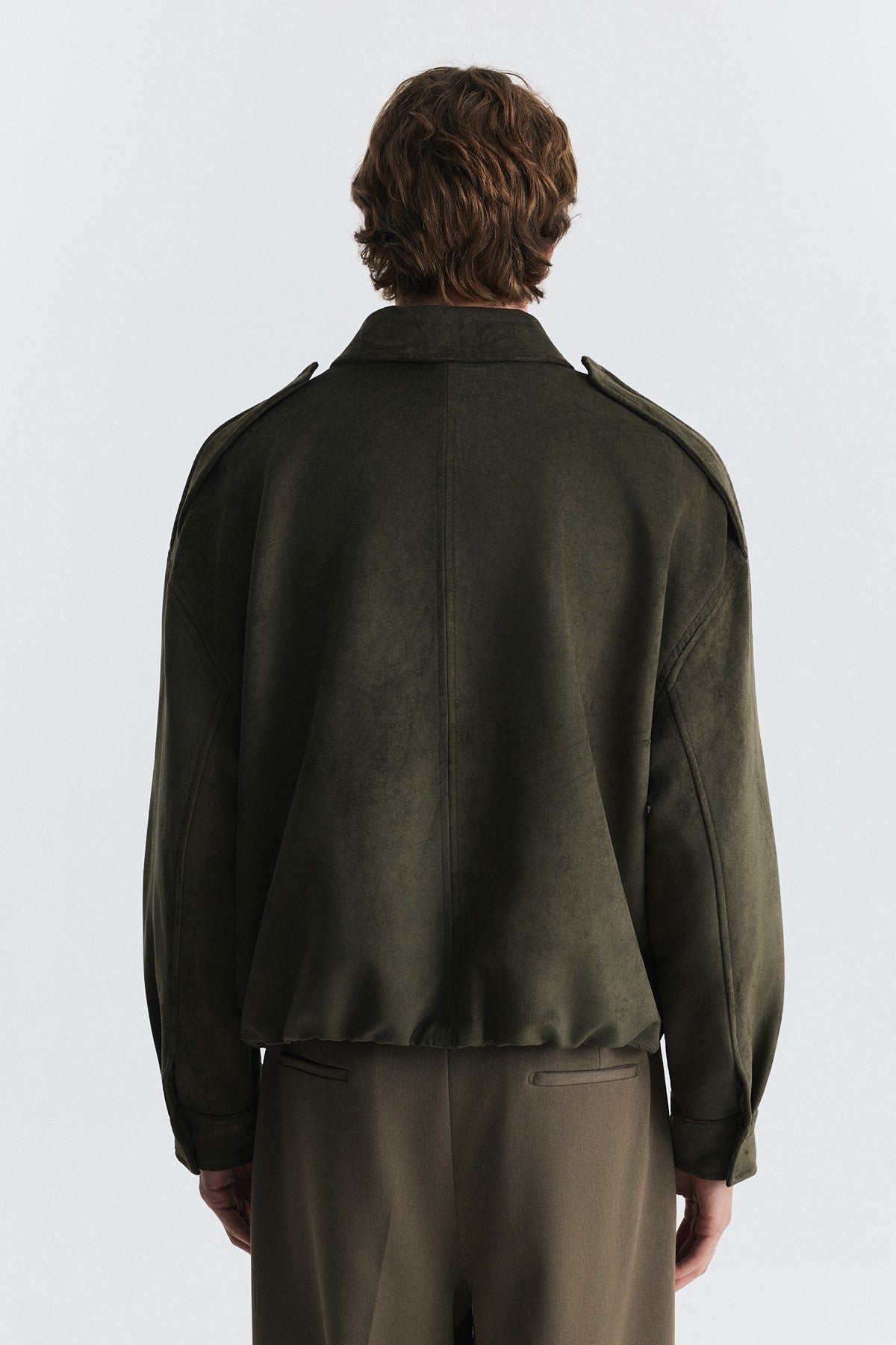 Hidden-Zip Faux Suede Jacket