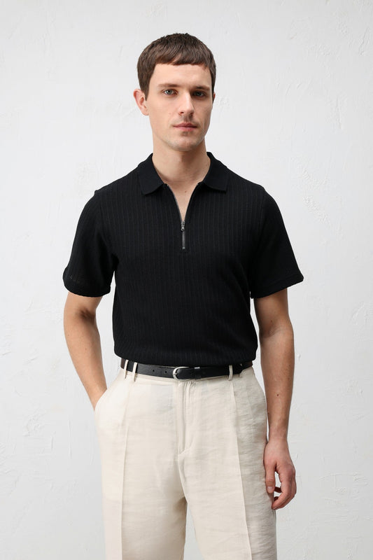 Antioch Textured Knit Polo Neck Men's T-Shirt