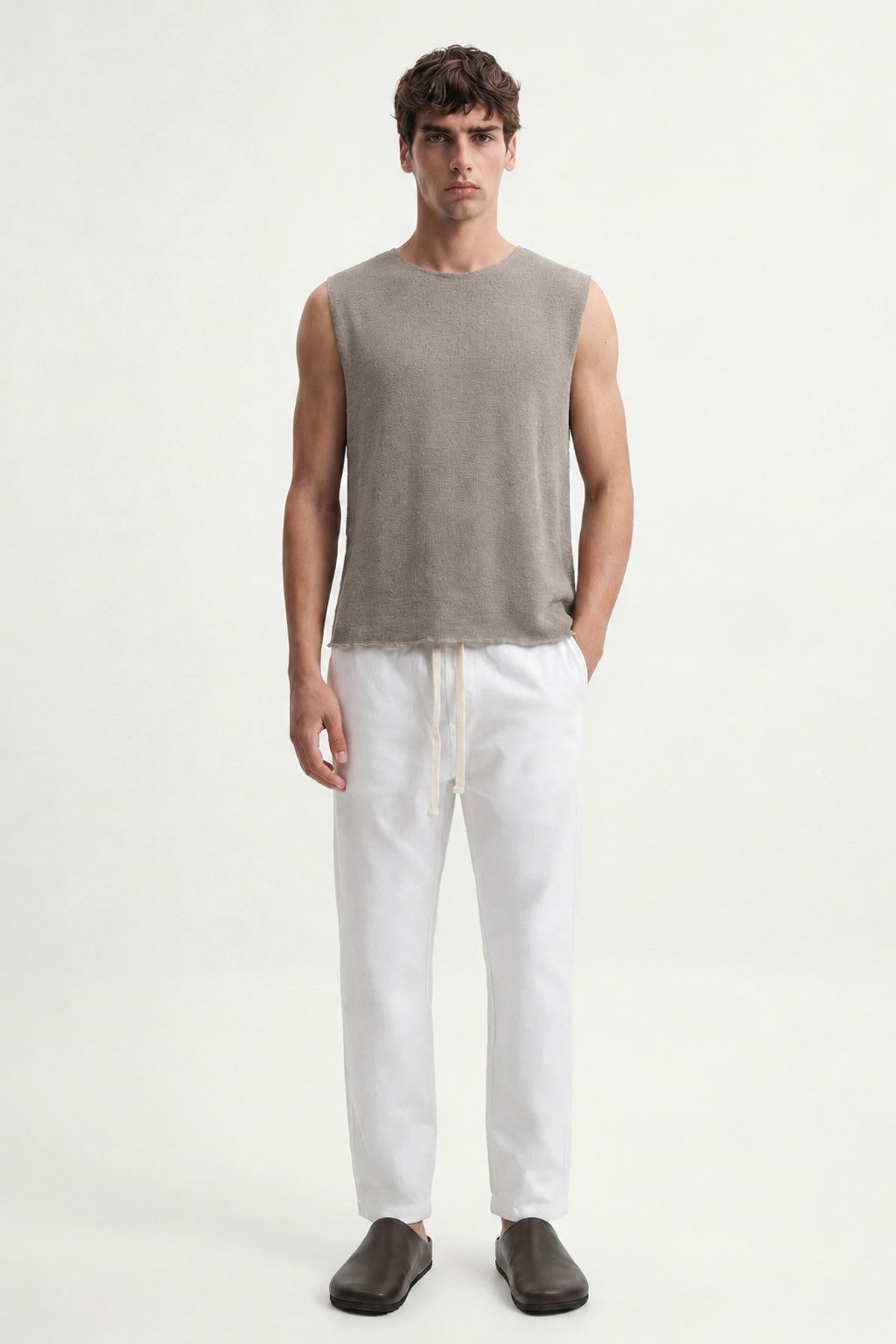 Relax Fit Textured Sleeveless T-shirt