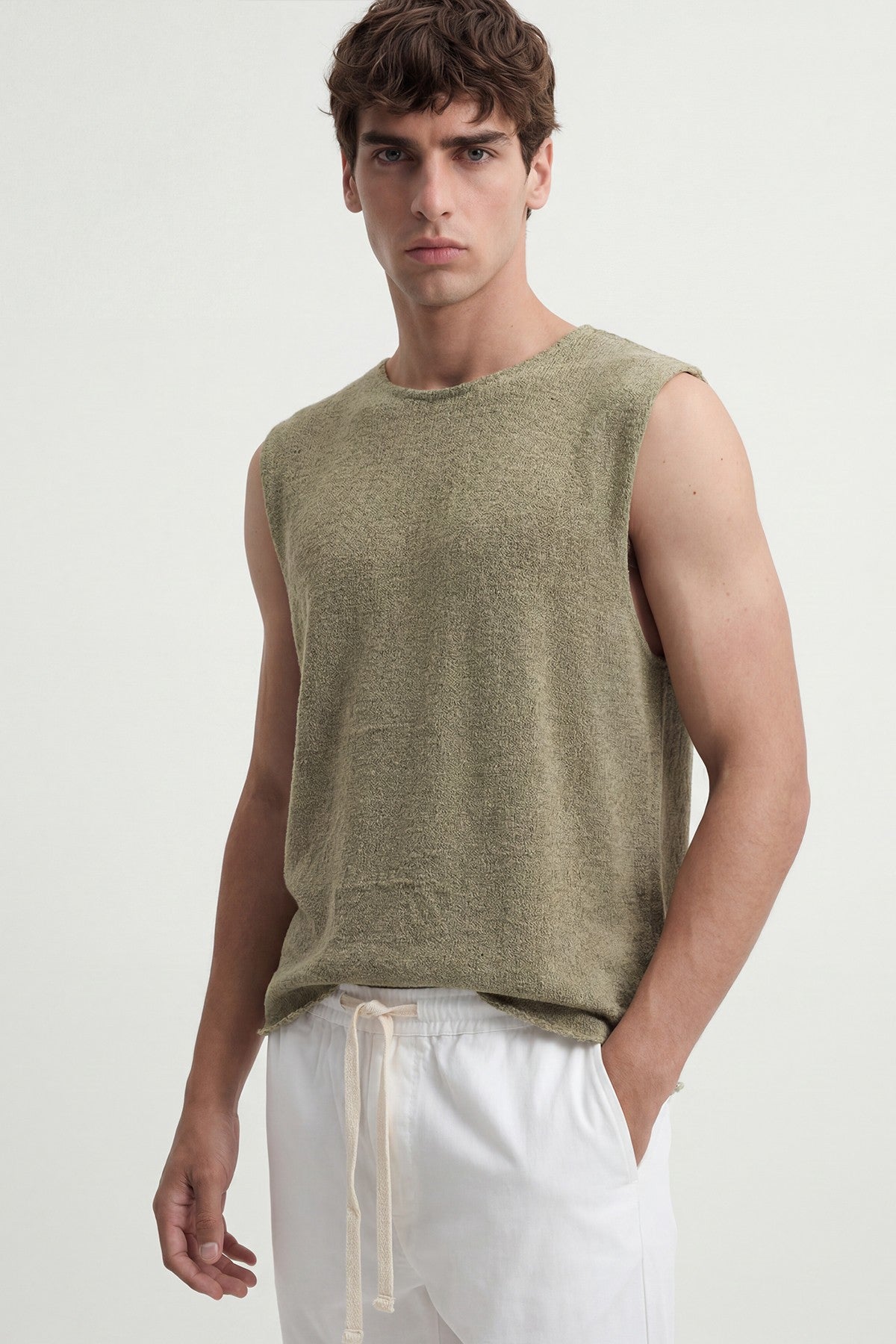 Relax Fit Textured Sleeveless T-shirt