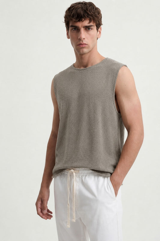 Relax Fit Textured Sleeveless T-shirt
