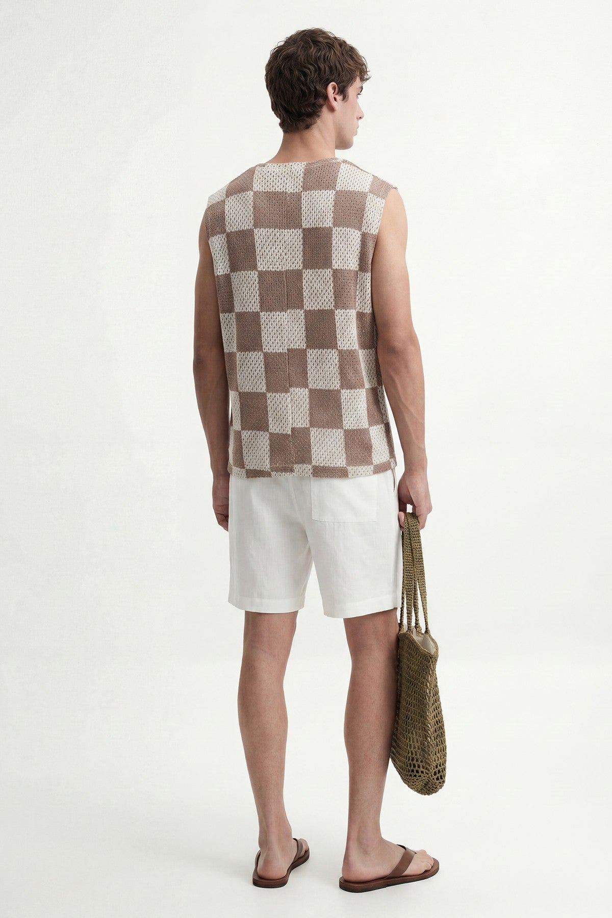 Checkered Sleeveless T-Shirt