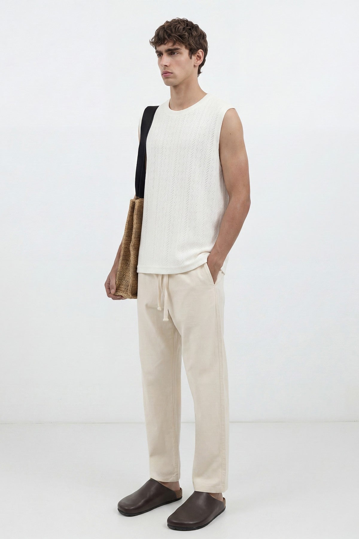 Embroidered Sleeveless T-Shirt