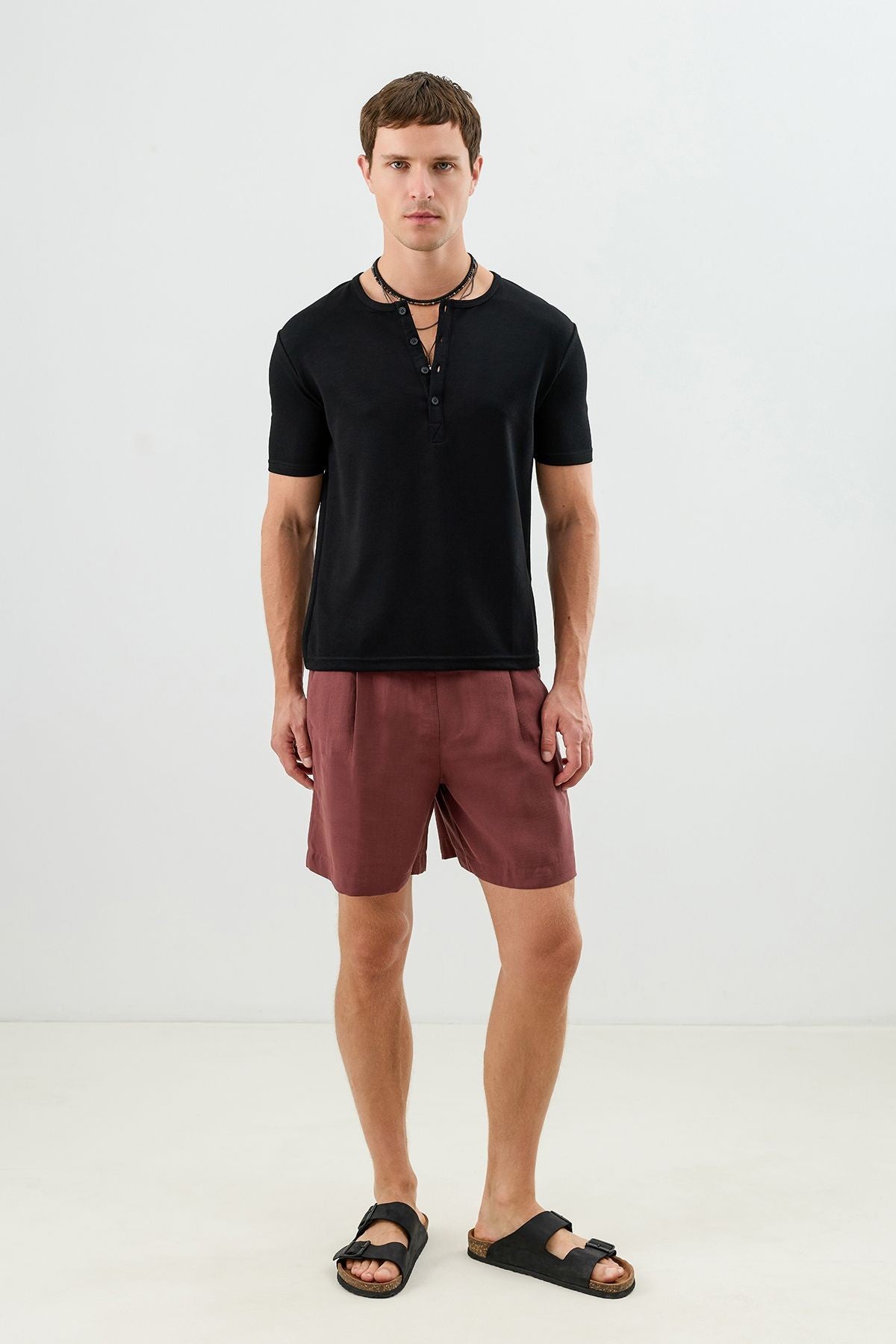 Cotton T-shirt with Button-Down Collar