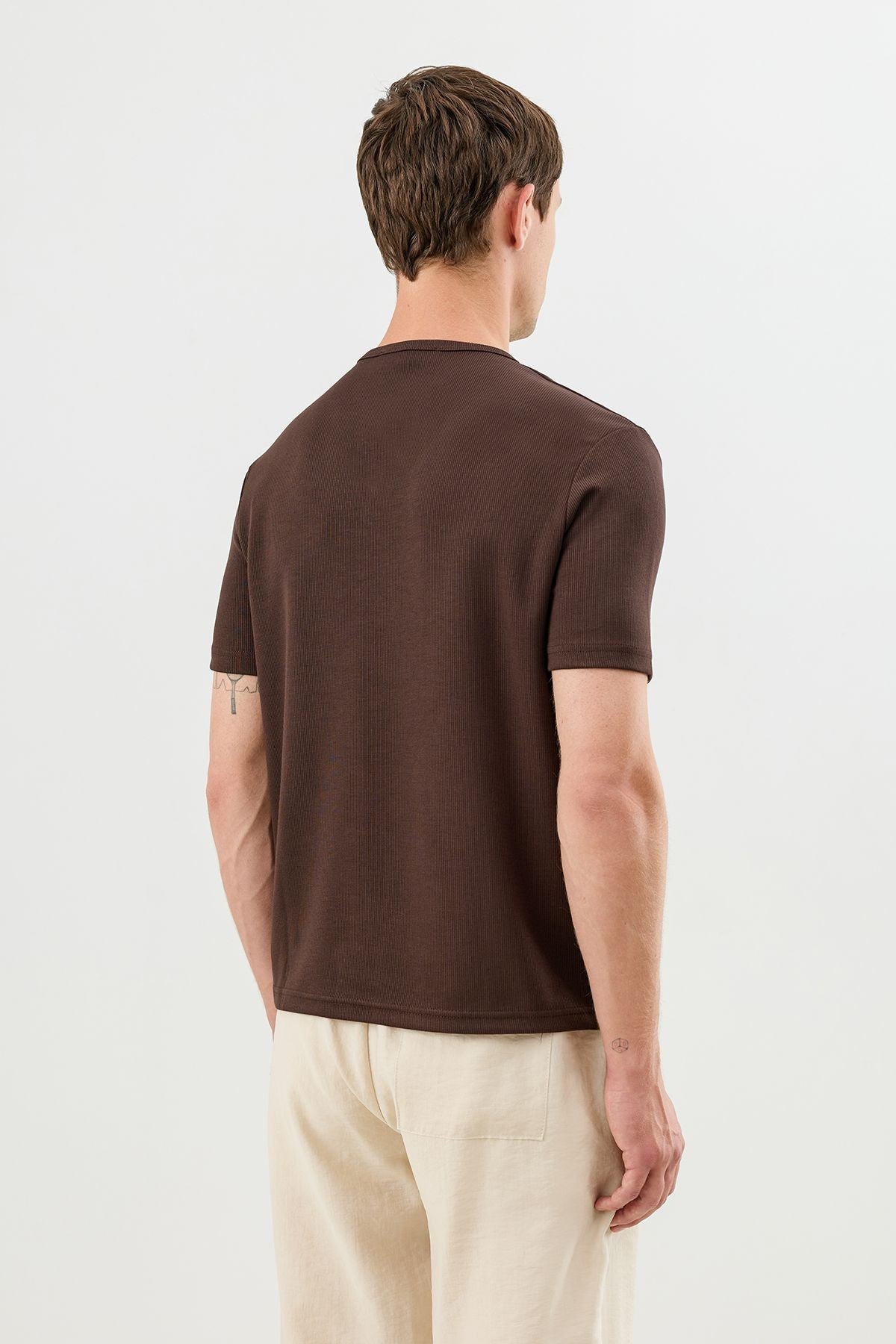 Cotton T-shirt with Button-Down Collar