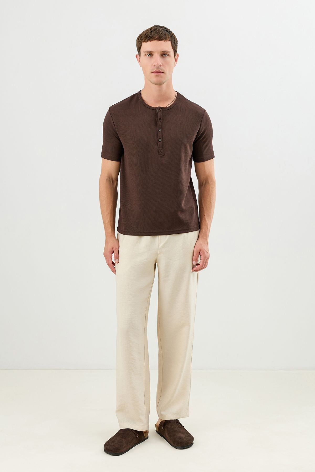 Cotton T-shirt with Button-Down Collar