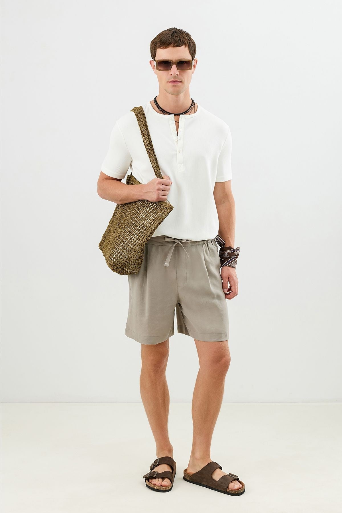 Cotton T-shirt with Button-Down Collar
