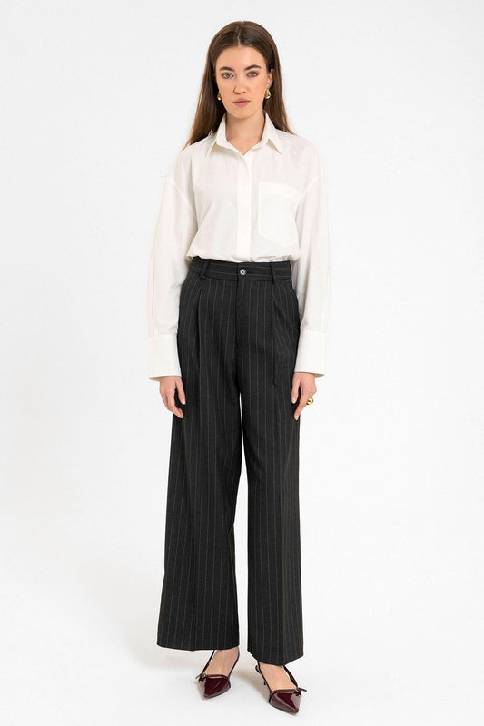 Antioch Women's High-Waisted Pleated Striped Pants