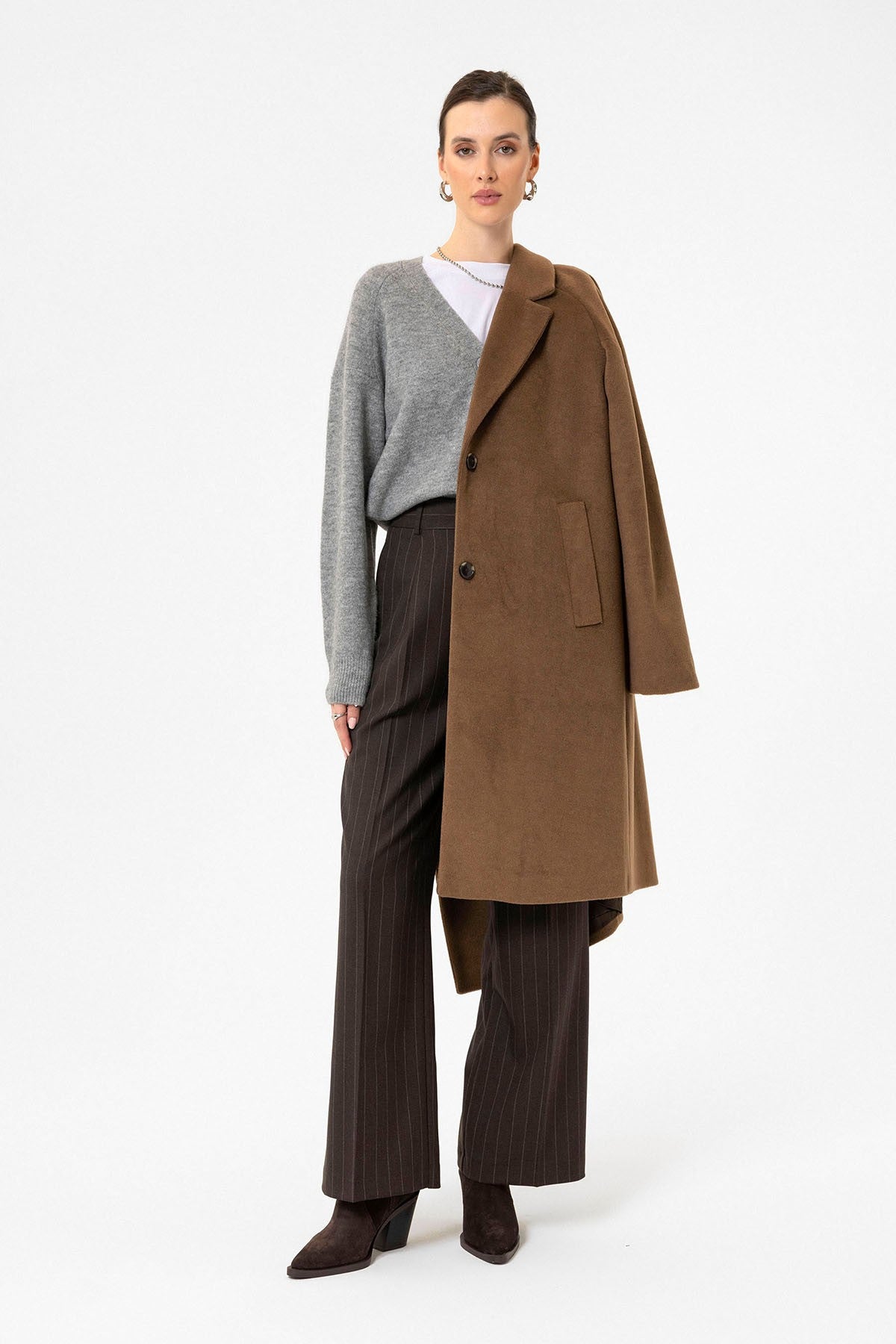 Antioch Women's High-Waisted Pleated Striped Pants