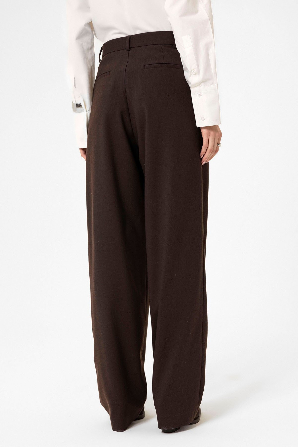 Women's High-Waisted Pants with Seam Details, Straight Fit