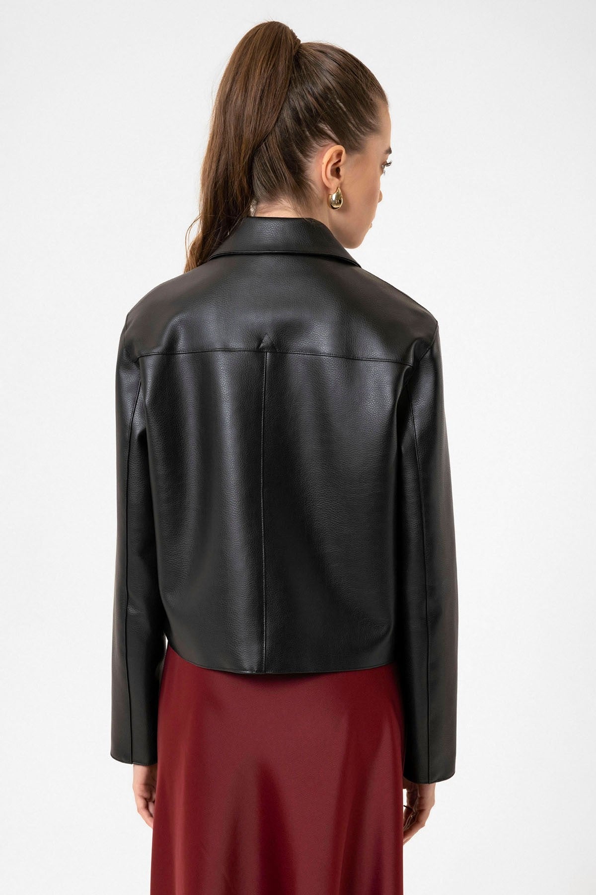 Antioch Women's Polo-Neck Faux Leather Jacket