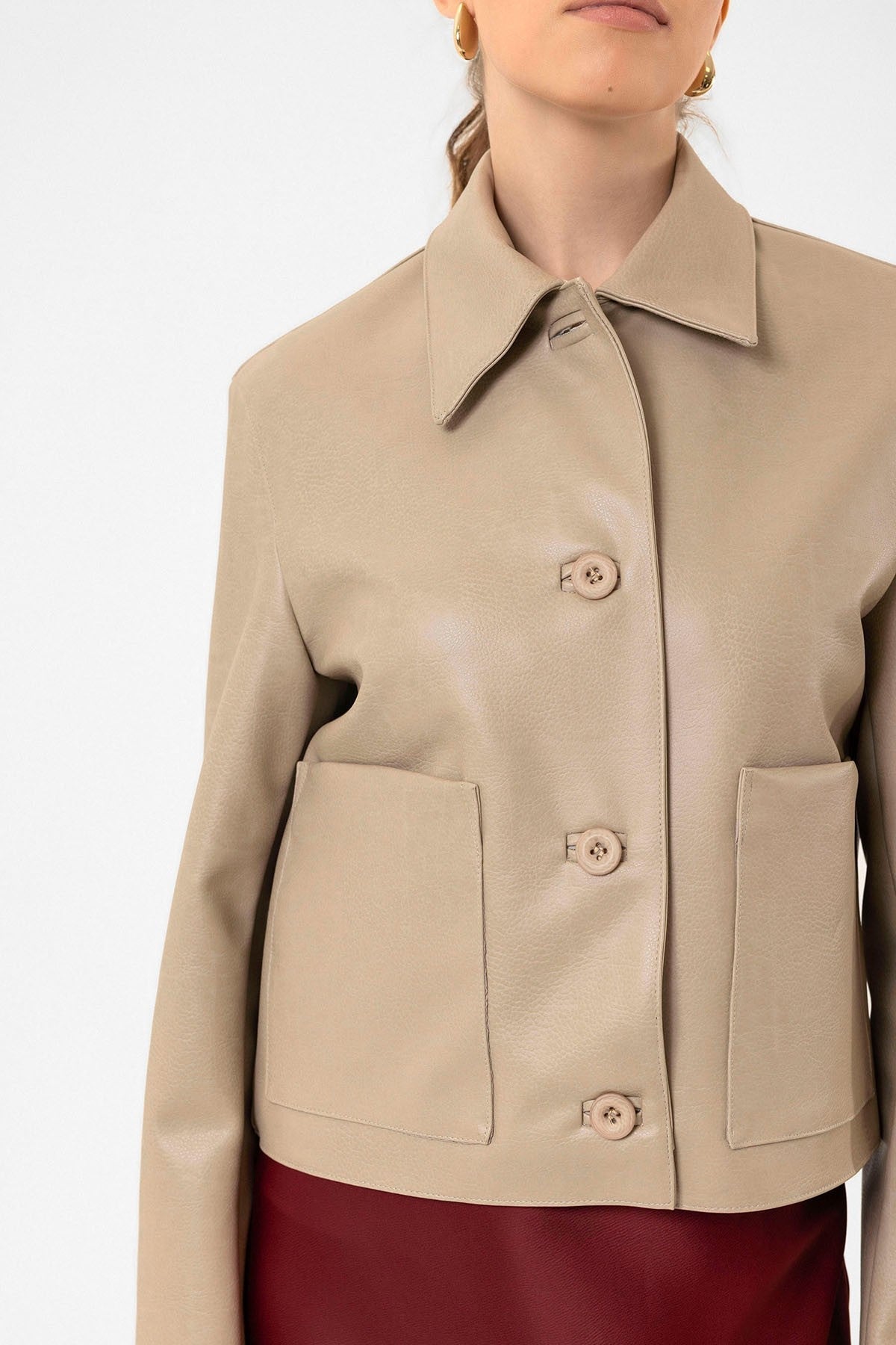 Antioch Women's Polo-Neck Faux Leather Jacket