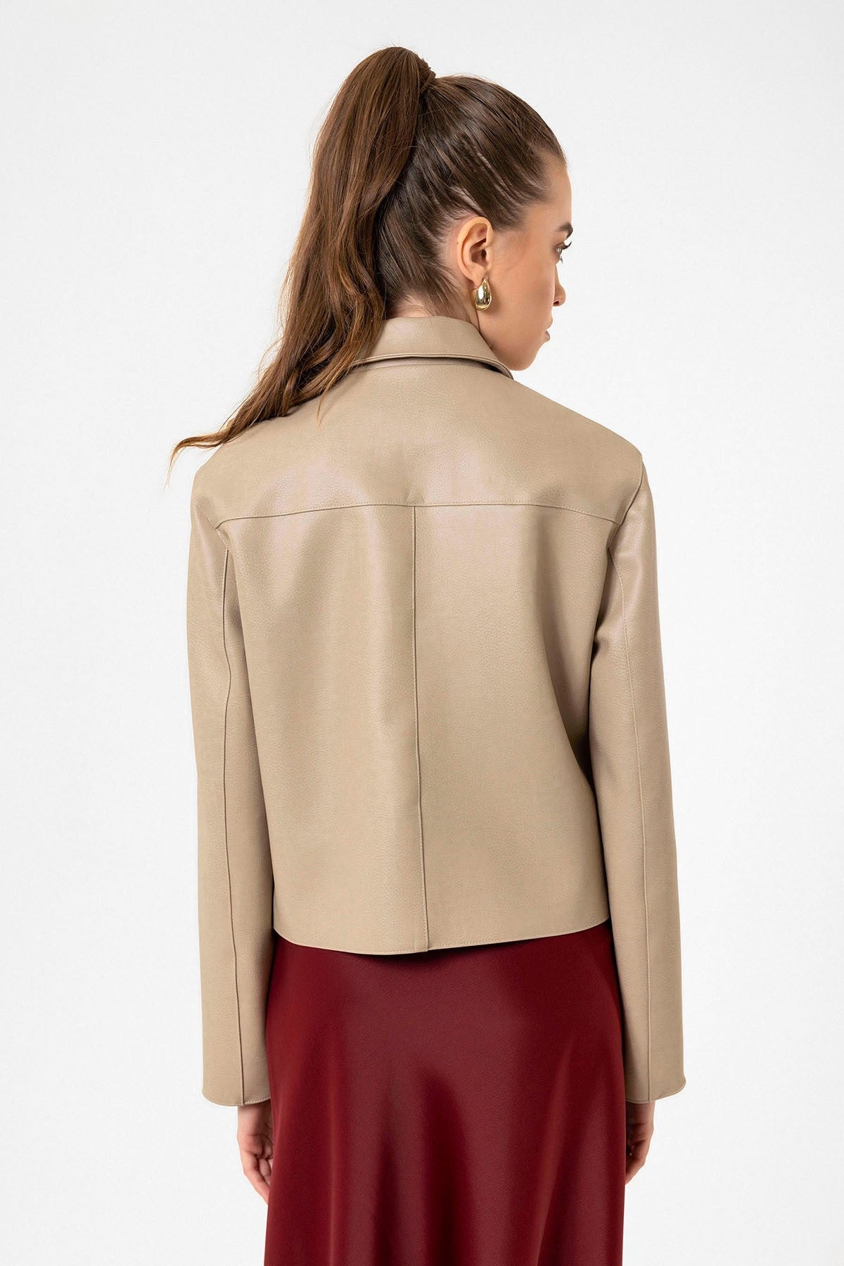 Antioch Women's Polo-Neck Faux Leather Jacket