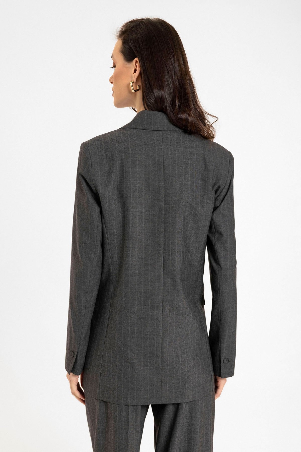 Antioch Women's Single-Button Striped Blazer Jacket