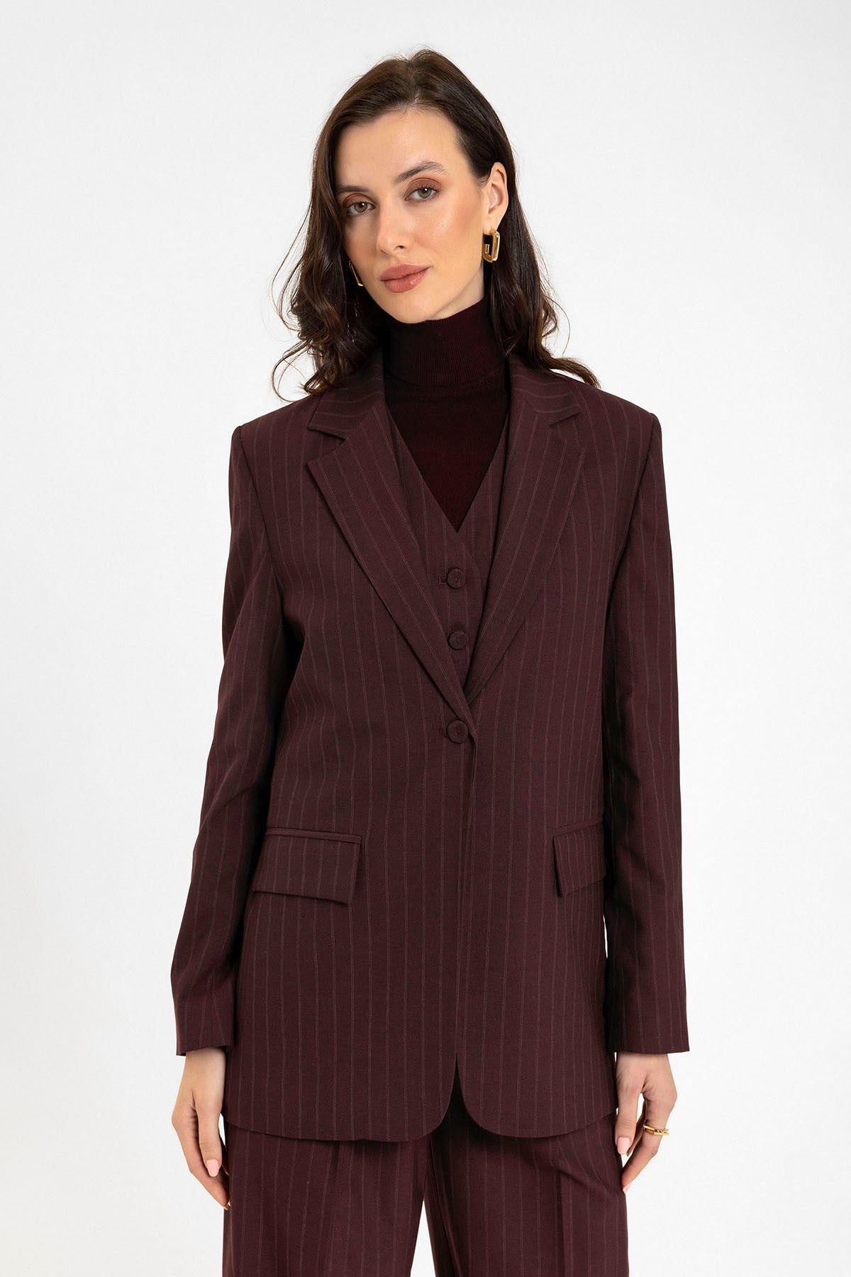 Antioch Women's Single-Button Striped Blazer Jacket