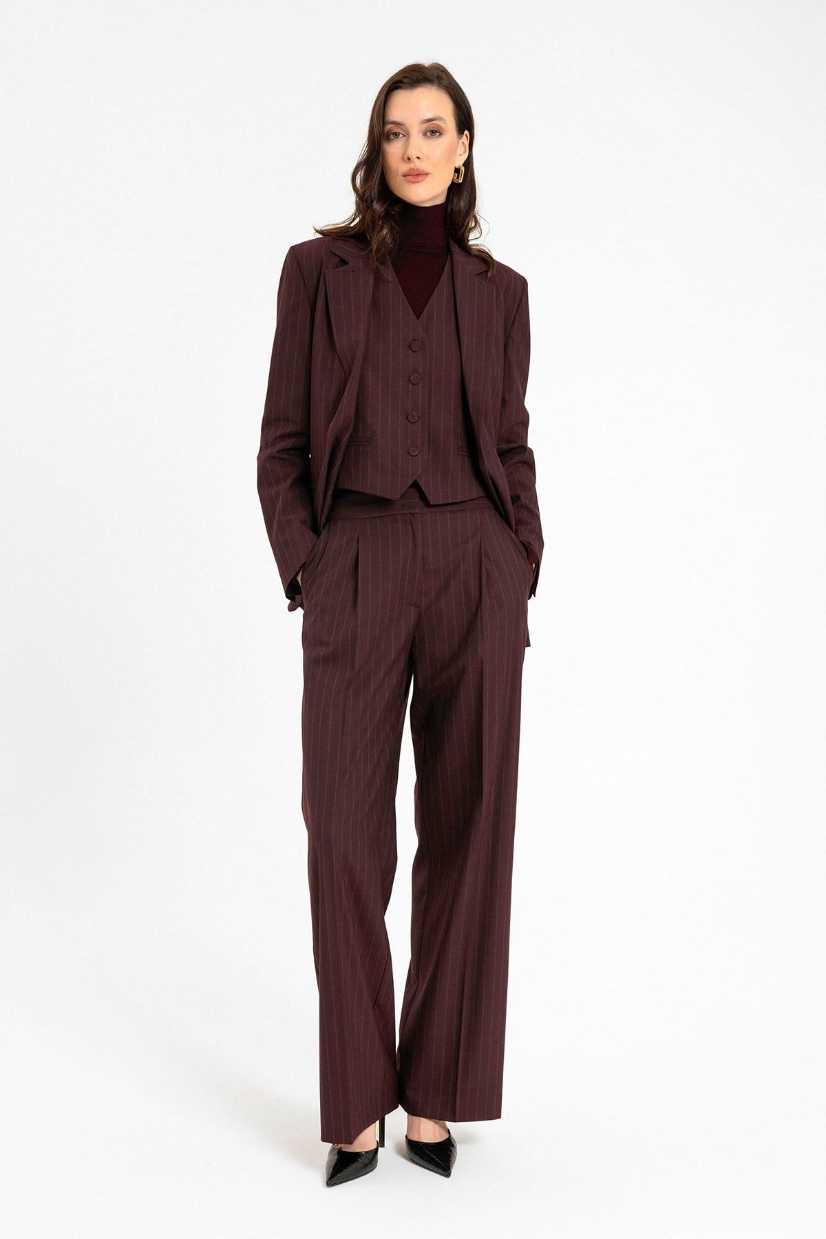Antioch Women's Single-Button Striped Blazer Jacket