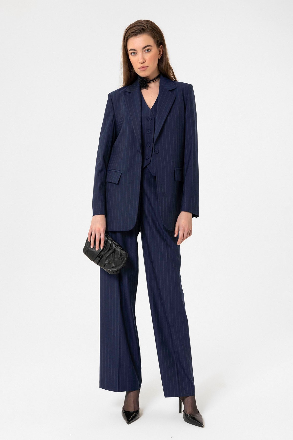 Antioch Women's Single-Button Striped Blazer Jacket