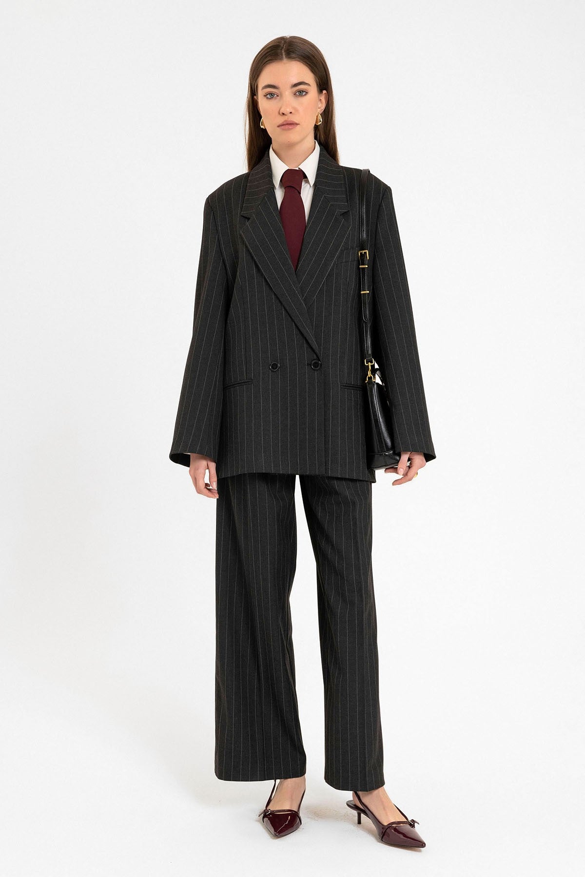 Antioch Women's Striped Oversized Blazer Jacket