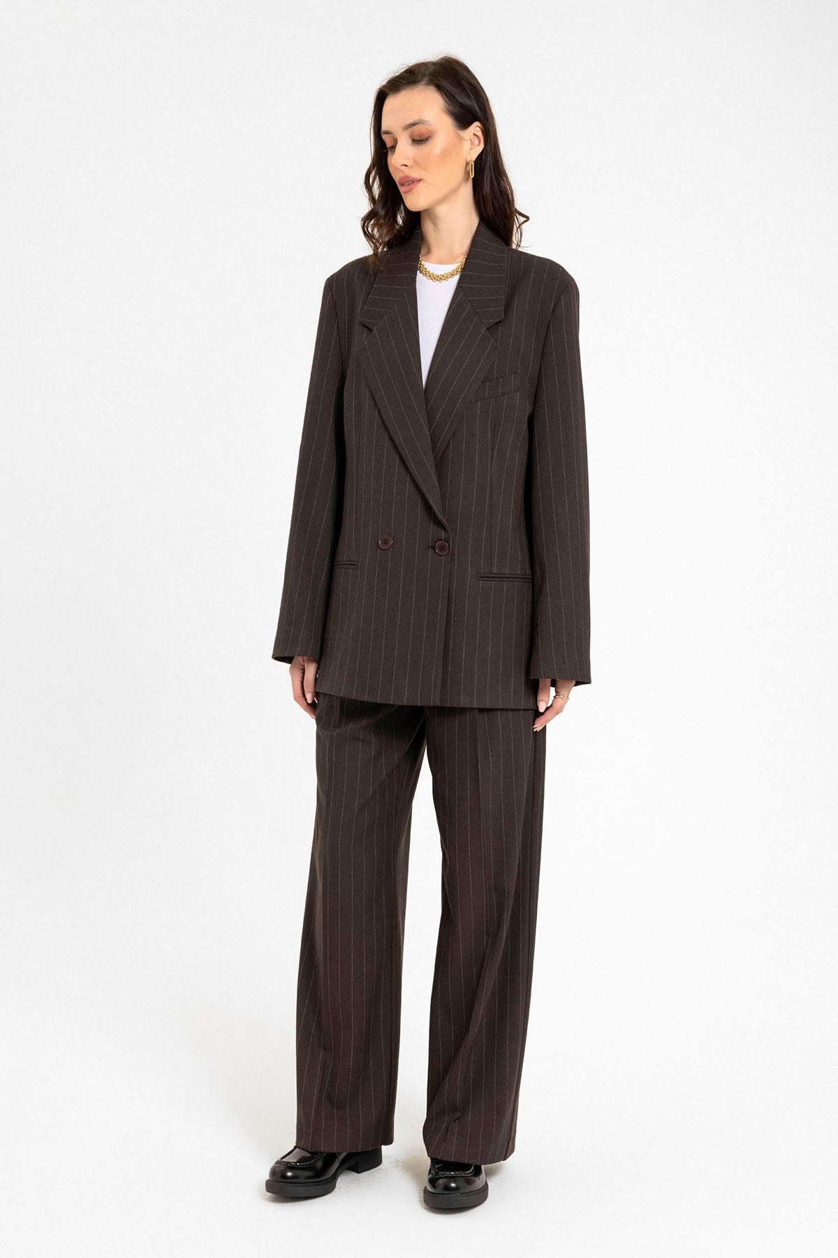 Antioch Women's Striped Oversized Blazer Jacket