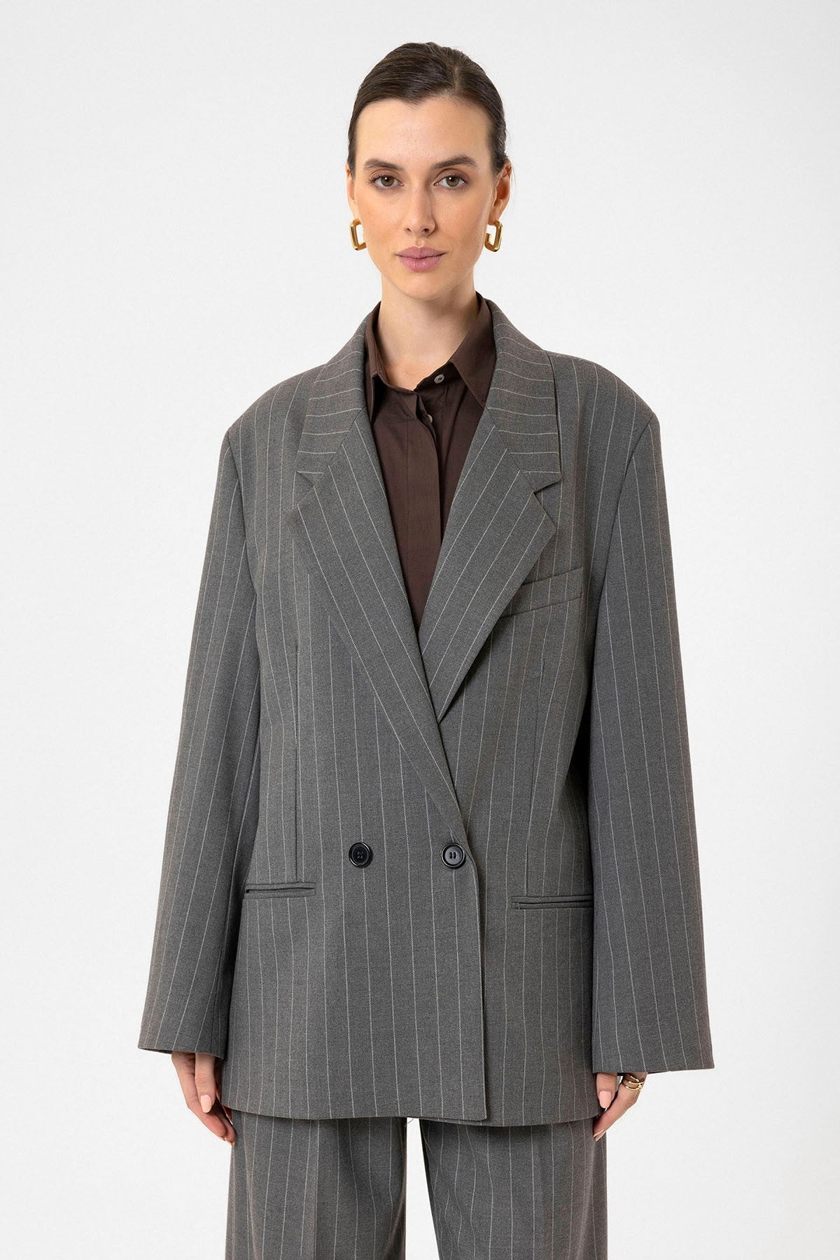 Antioch Women's Striped Oversized Blazer Jacket