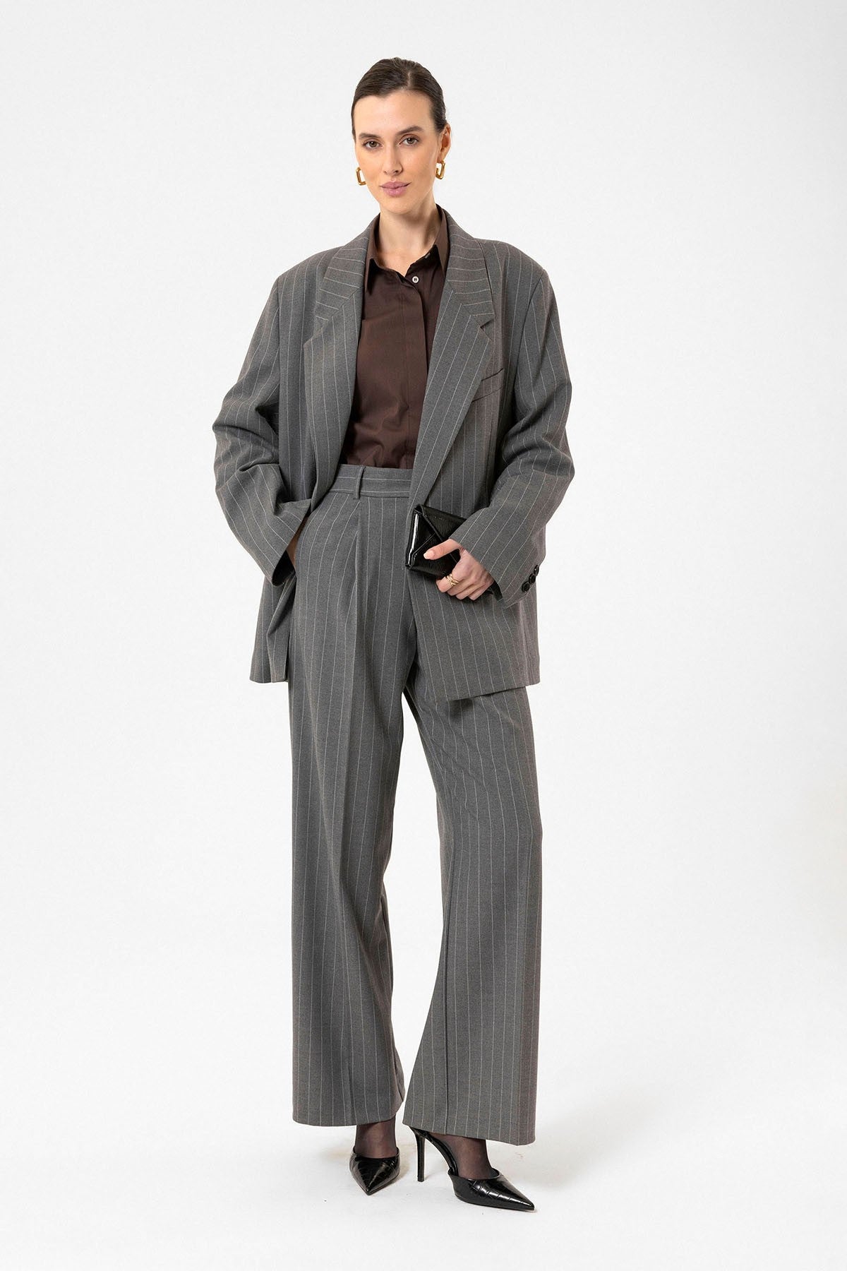 Antioch Women's Striped Oversized Blazer Jacket