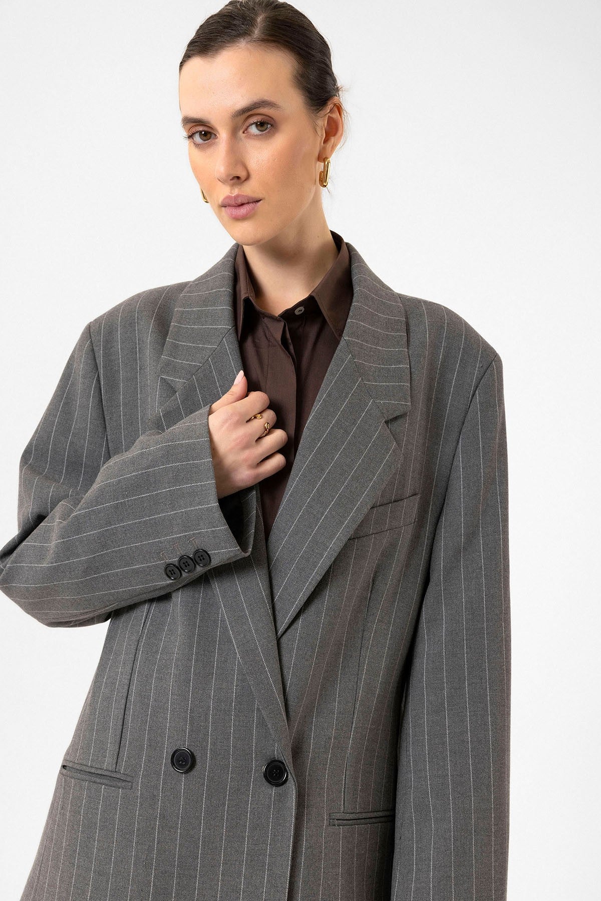 Antioch Women's Striped Oversized Blazer Jacket