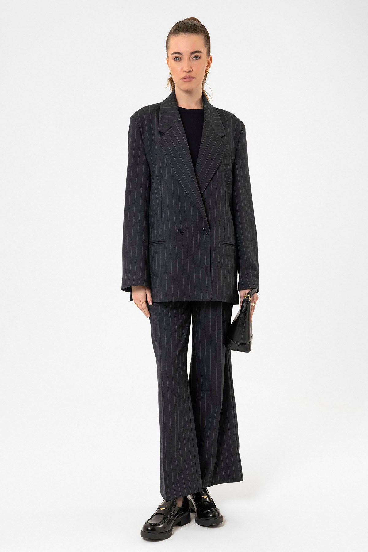 Antioch Women's Striped Oversized Blazer Jacket