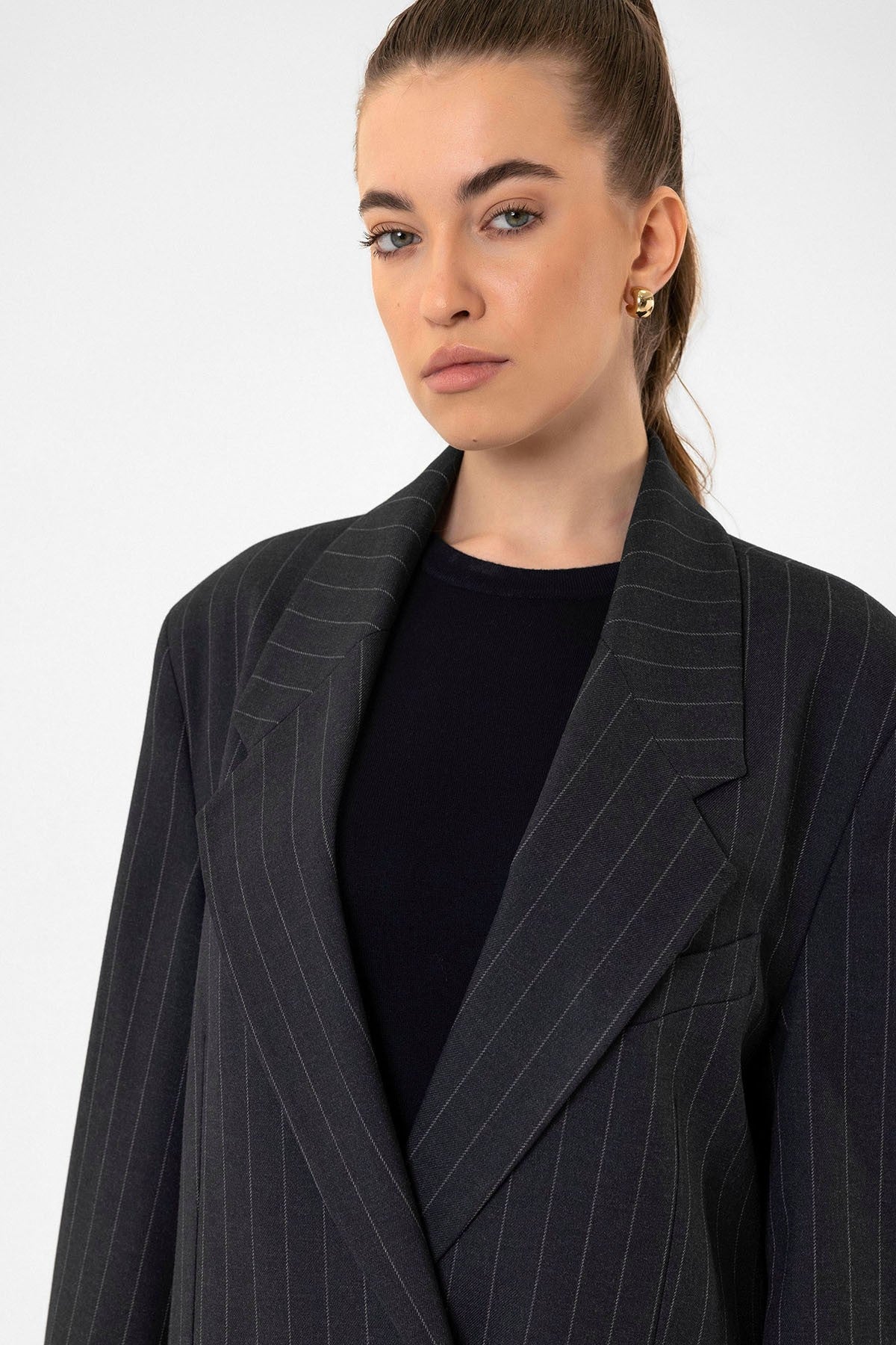 Antioch Women's Striped Oversized Blazer Jacket
