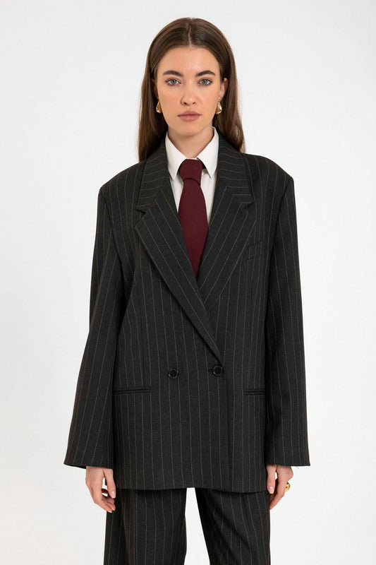 Antioch Women's Striped Oversized Blazer Jacket