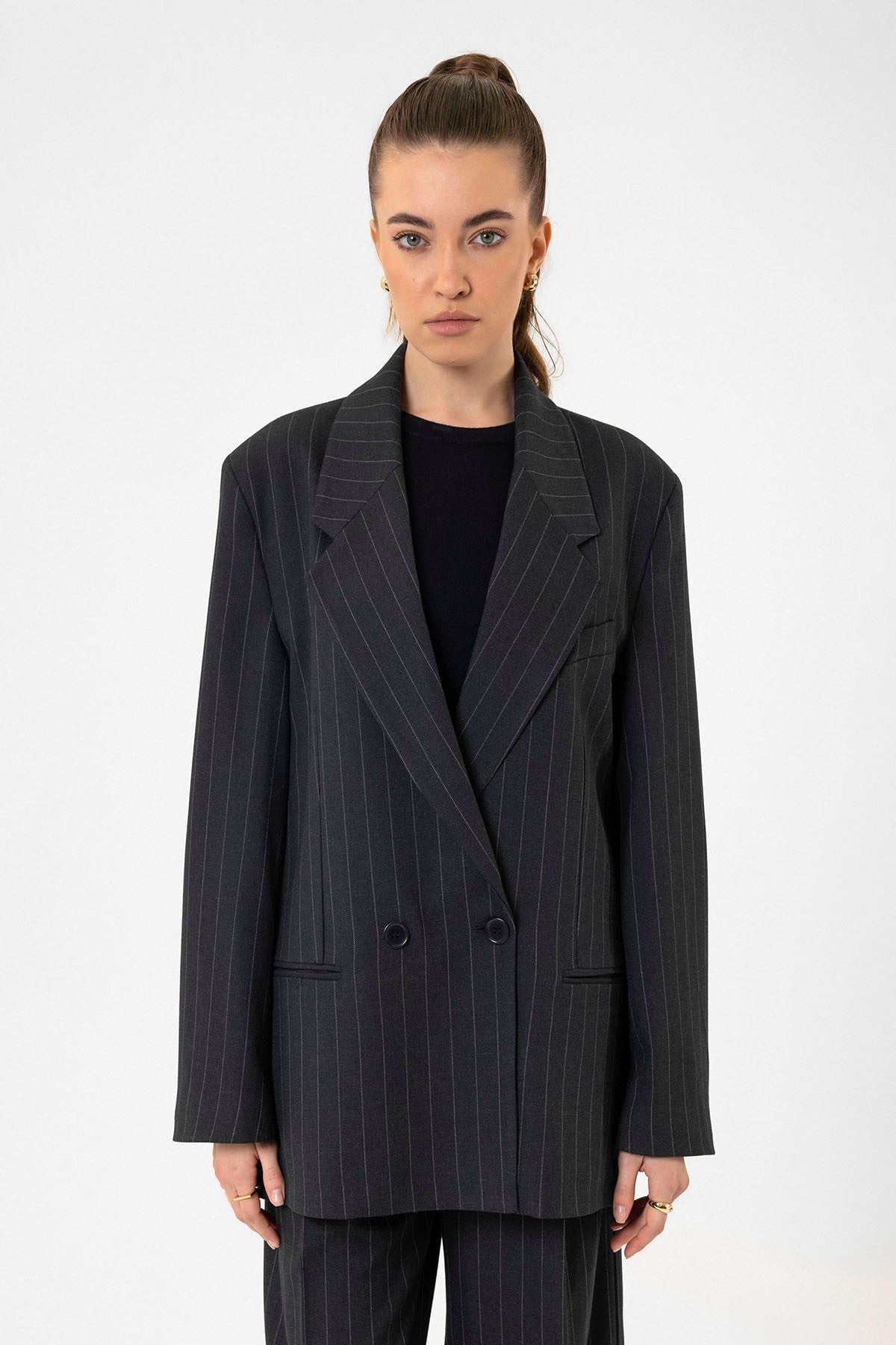 Antioch Women's Striped Oversized Blazer Jacket