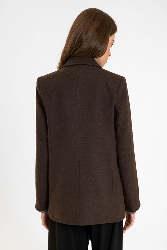 Antioch Women's Wool-Blend Herringbone-Patterned Blazer Jacket