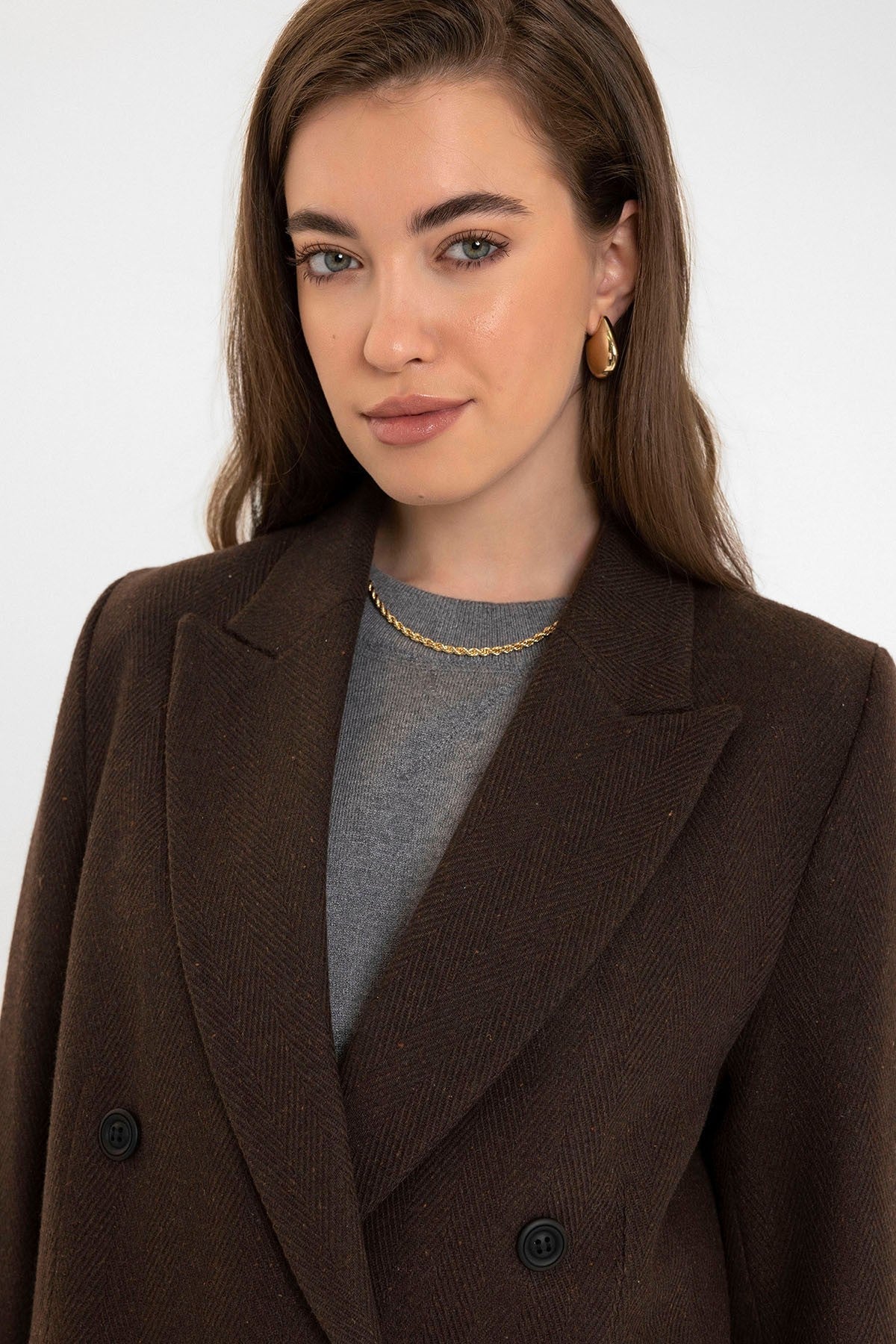 Antioch Women's Wool-Blend Herringbone-Patterned Blazer Jacket