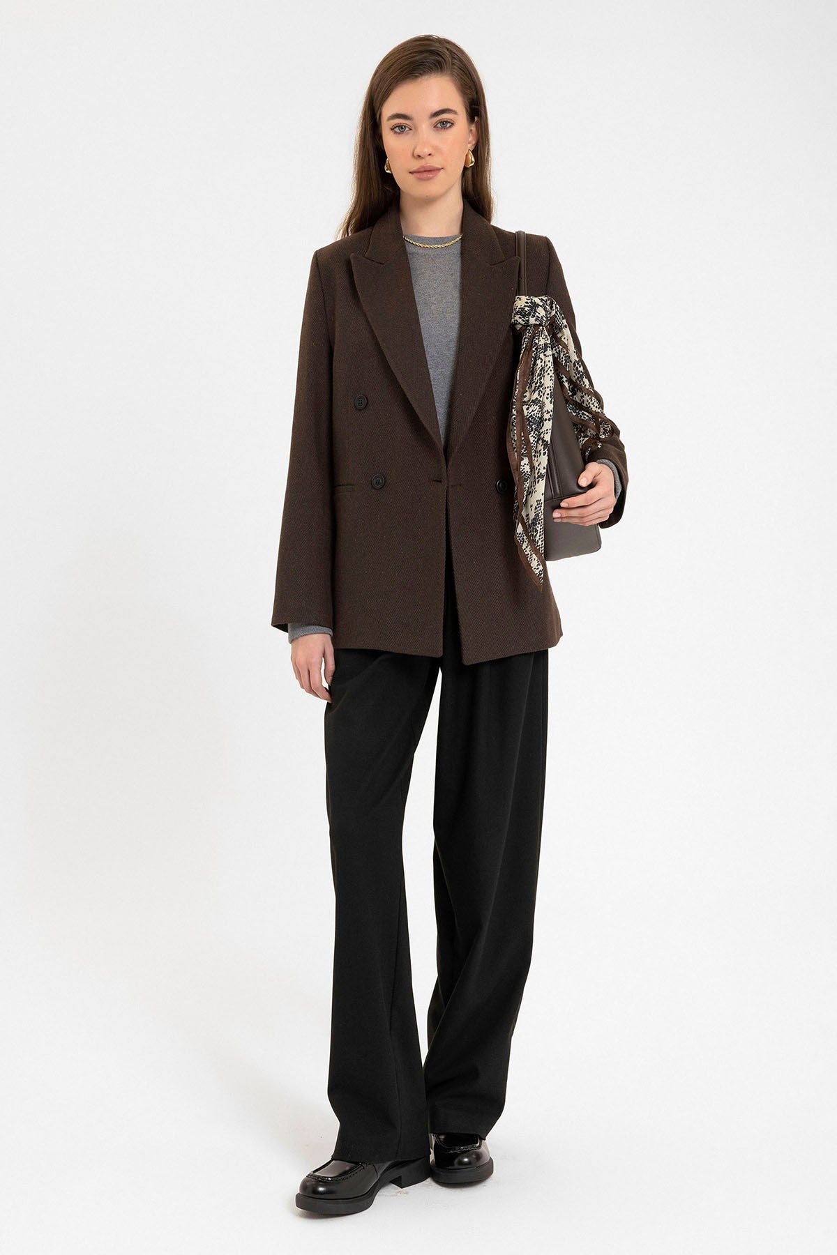 Antioch Women's Wool-Blend Herringbone-Patterned Blazer Jacket