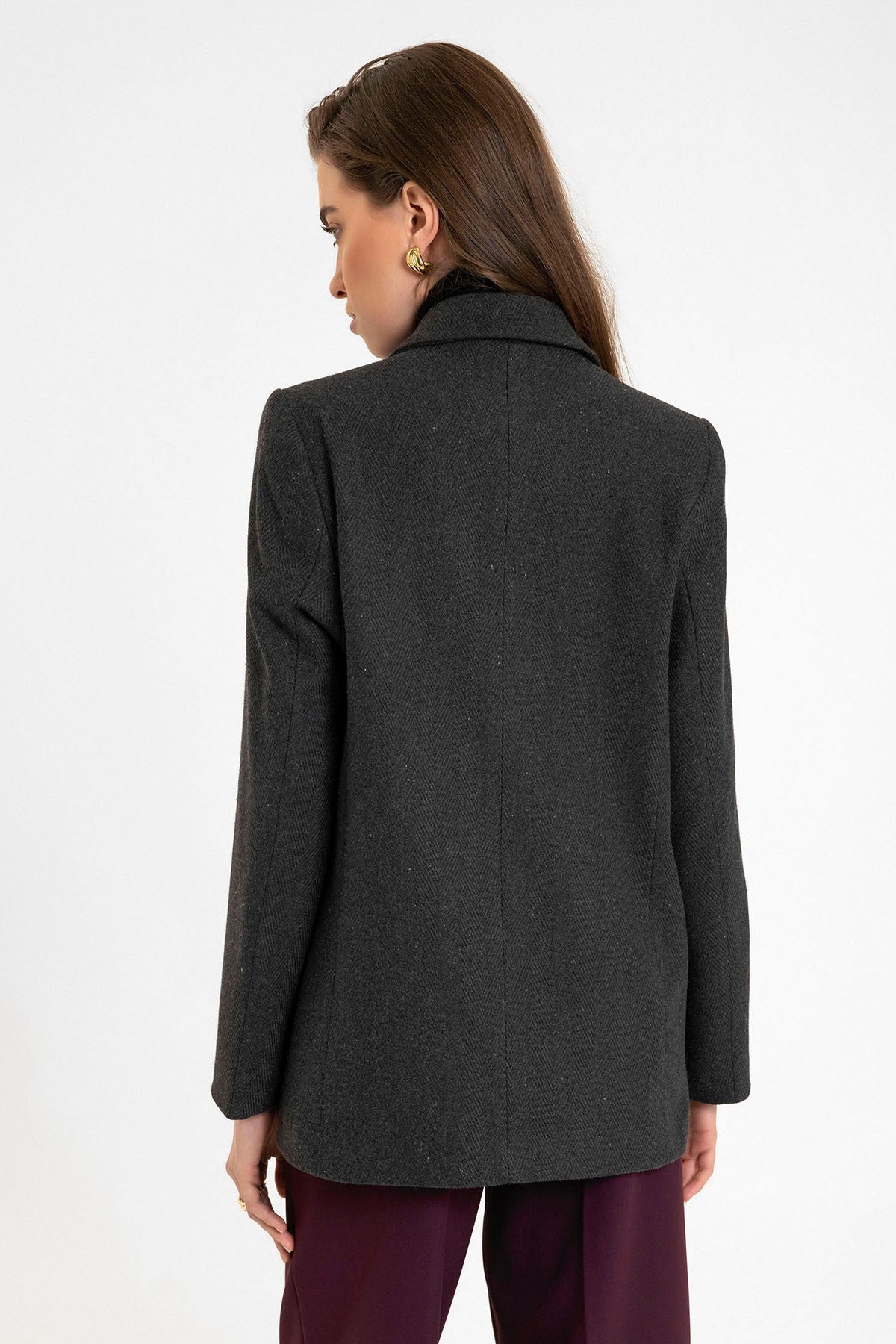 Antioch Women's Wool-Blend Herringbone-Patterned Blazer Jacket