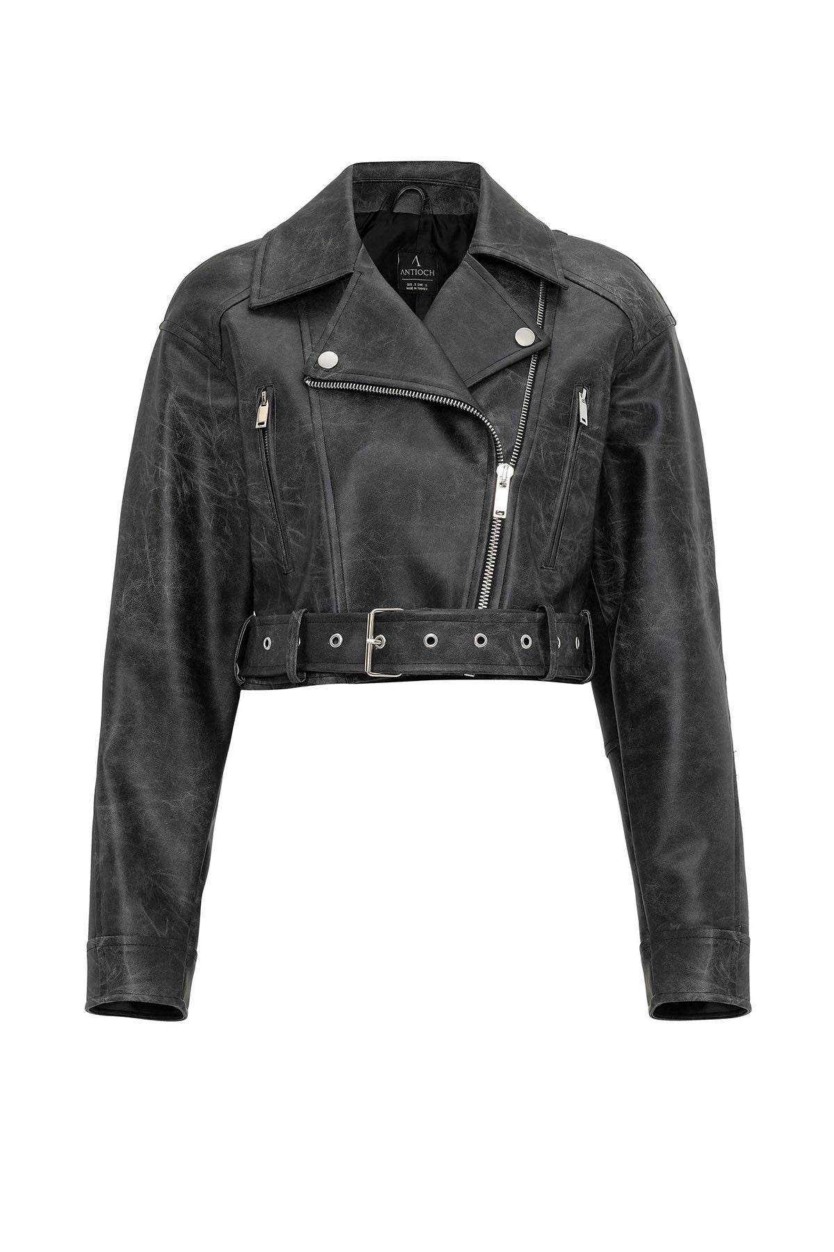 Antioch Women's Faux Leather Crop Biker Jacket