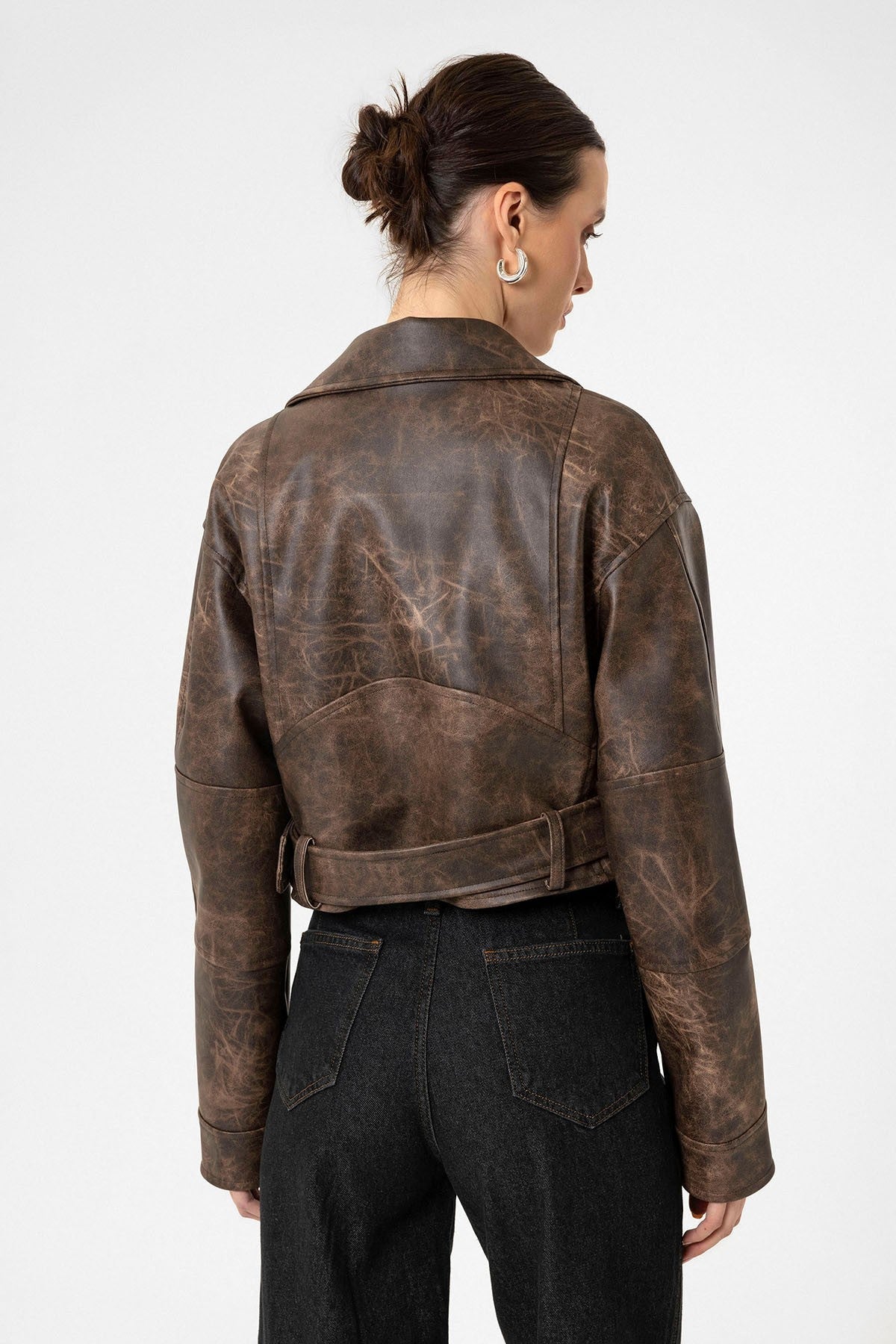 Antioch Women's Faux Leather Crop Biker Jacket